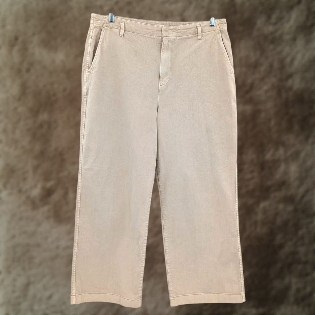 Gap Women's Khaki Pants 16w Straight Leg Beige Cotton Classic Casual Brown, Women's (Size 38)