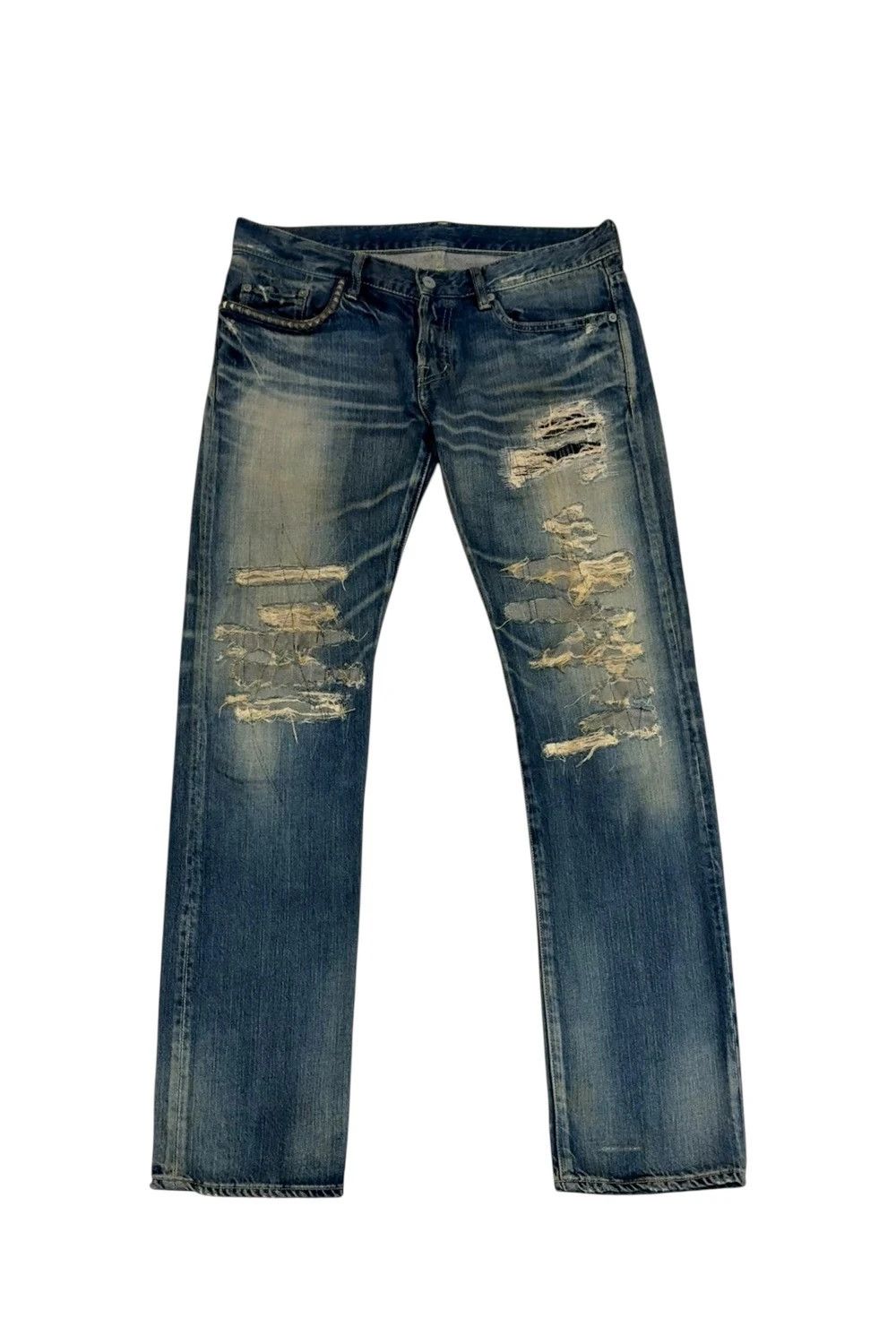 Hysteric Glamour Hysteric Glamour distressed patchwork studded pocket jeans Size US 32 / EU 48 - 1 Thumbnail