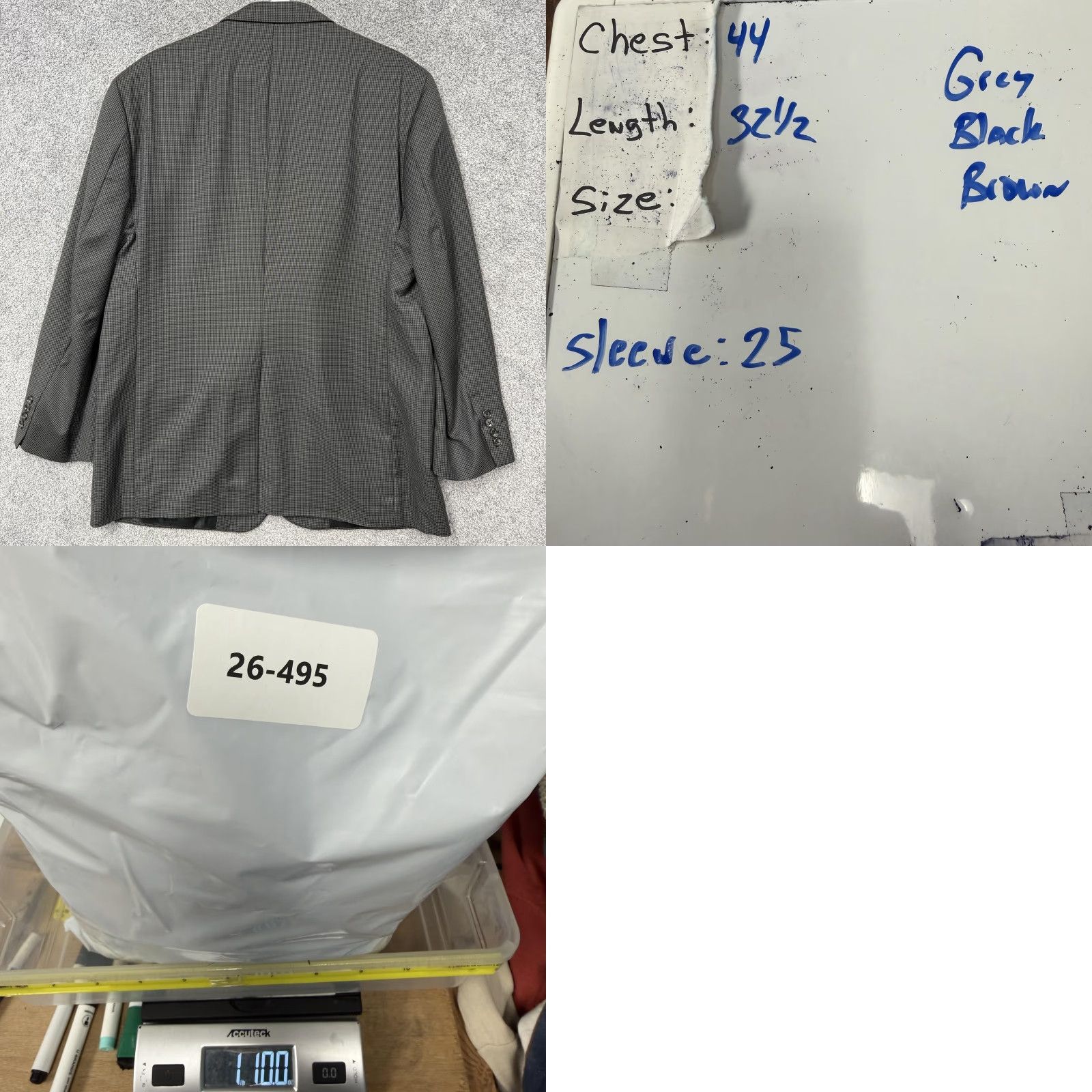 Stafford Stafford Sport Coat Mens 44R Gray Check Wool Blazer Two-Button Business Classic Jacket Coat Mens Size 44R - 9 Thumbnail