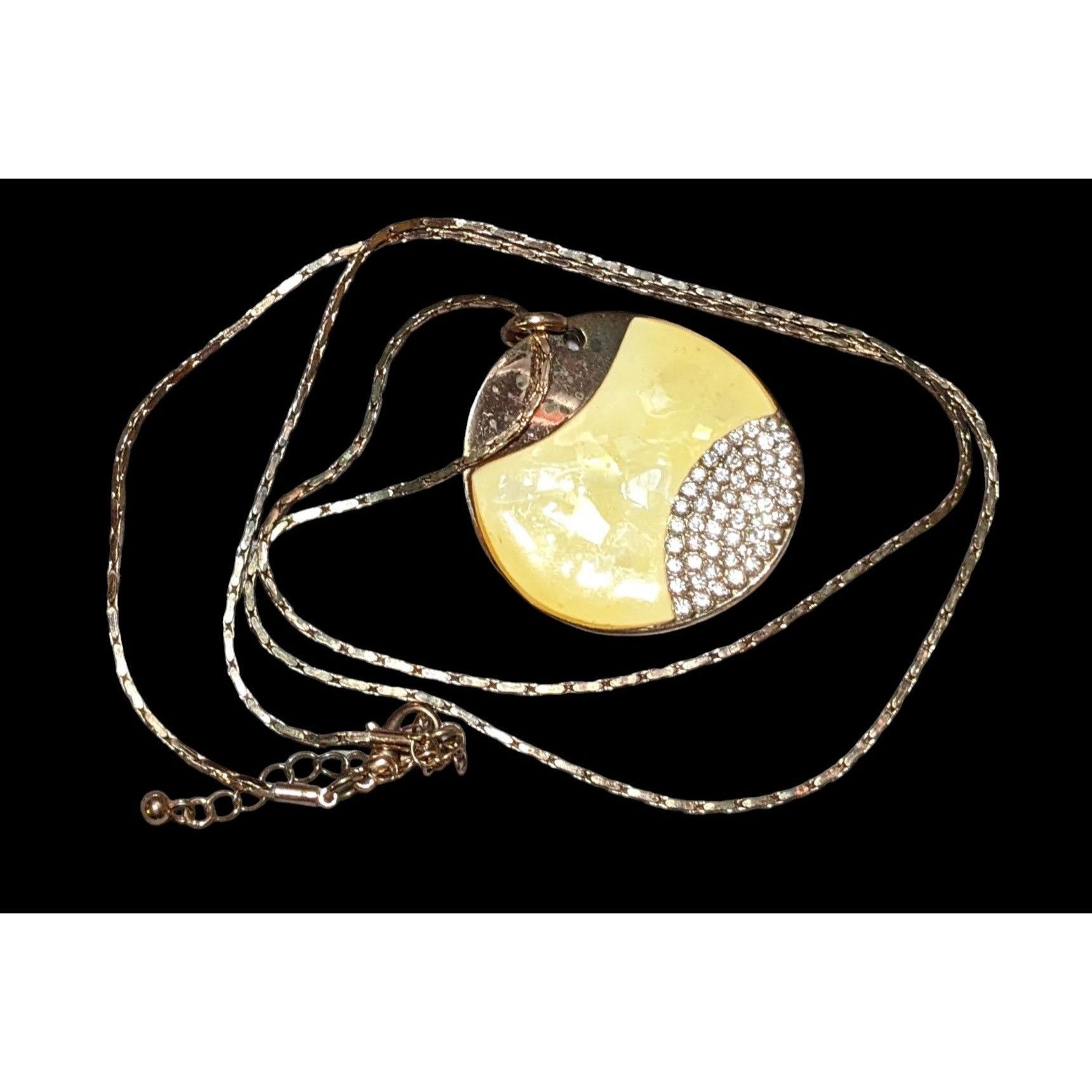 Other Gold And Yellow Enamel Rhinestone Pendant Necklace Size ONE SIZE - 1 Thumbnail