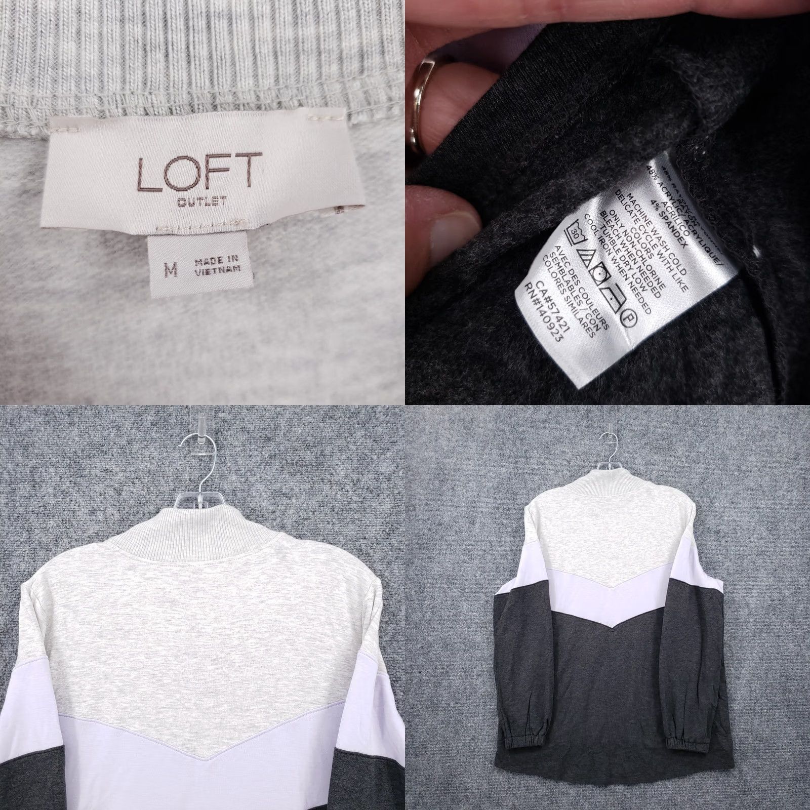Loft LOFT Sweater Womens M Medium Black Colorblock Long Sleeve Mock Neck 3/4 Zip Size M / US 6-8 / IT 42-44 - 8 Thumbnail