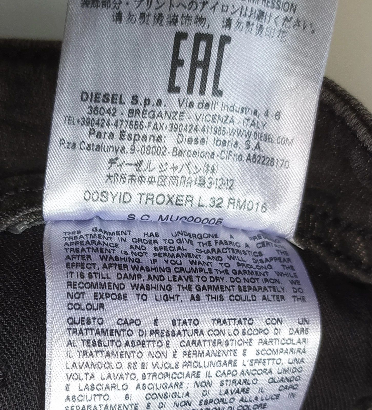 Diesel Diesel TROXER L.32 MENS JEANS SLTP/9986 Size US 32 / EU 48 - 10 Thumbnail