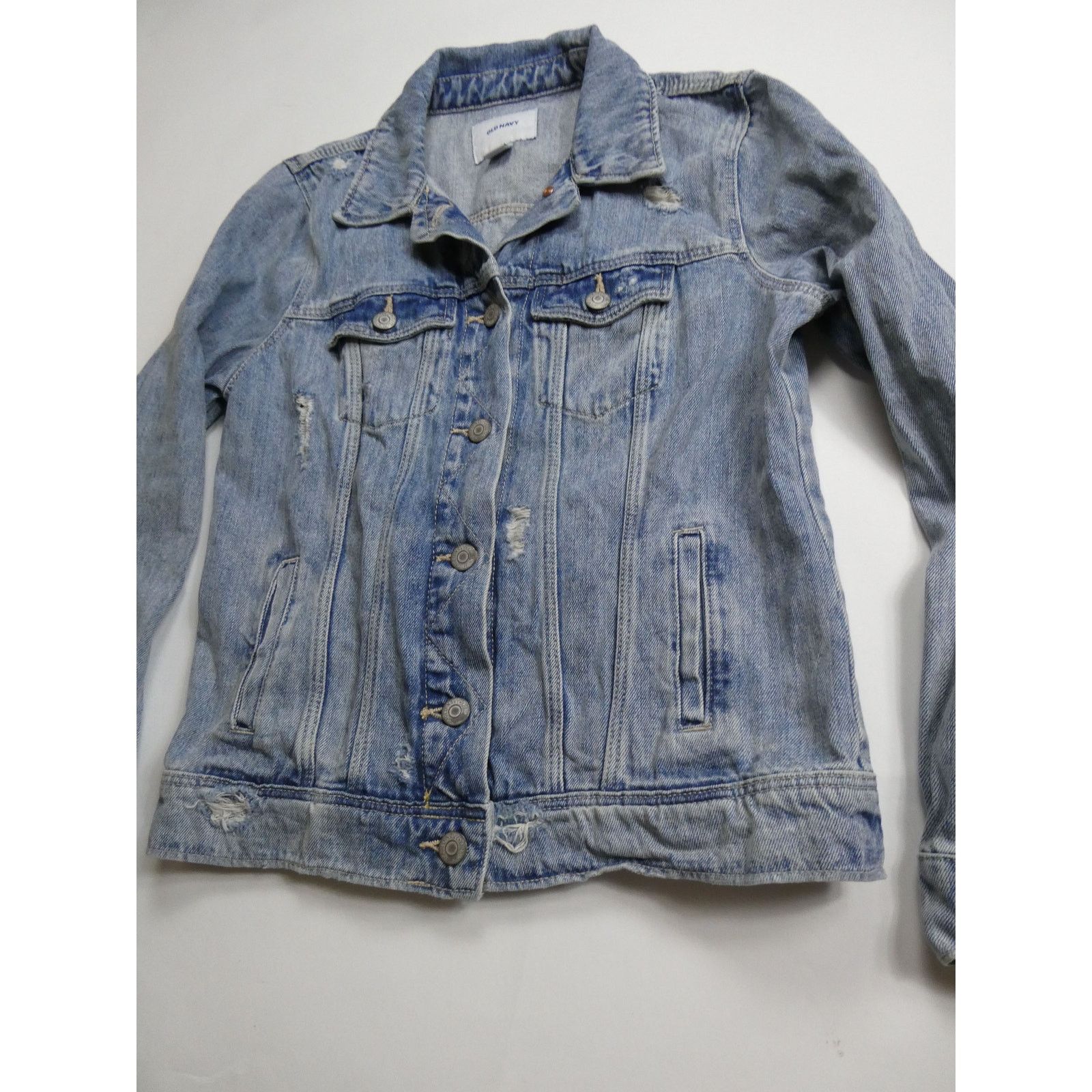 Old Navy women's OLD NAVY destructed denim jacket, blue, small, NEW Size S / US 4 / IT 40 - 2 Thumbnail