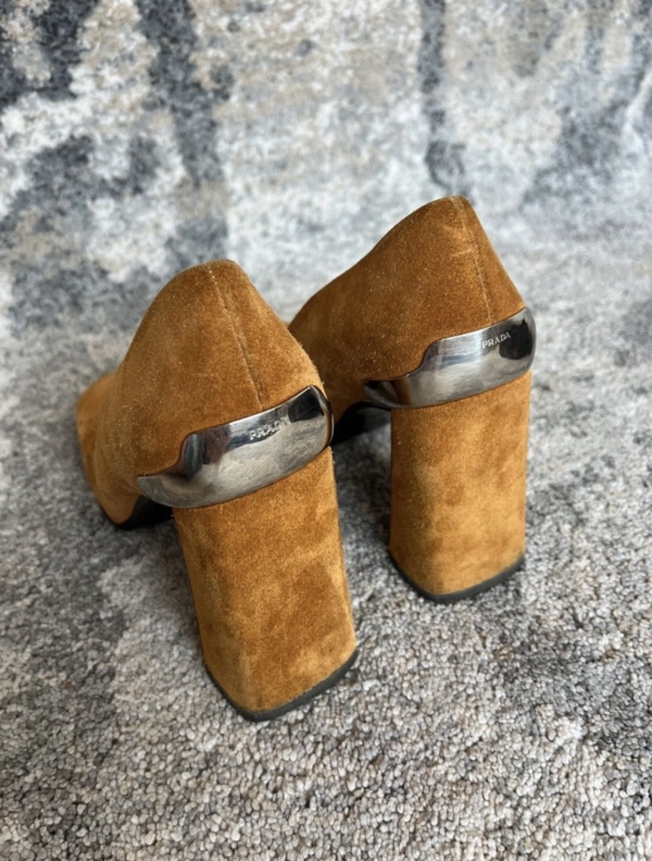 Prada Prada 1999 suede metallic plate heels Size US 8 / IT 38 - 5 Thumbnail