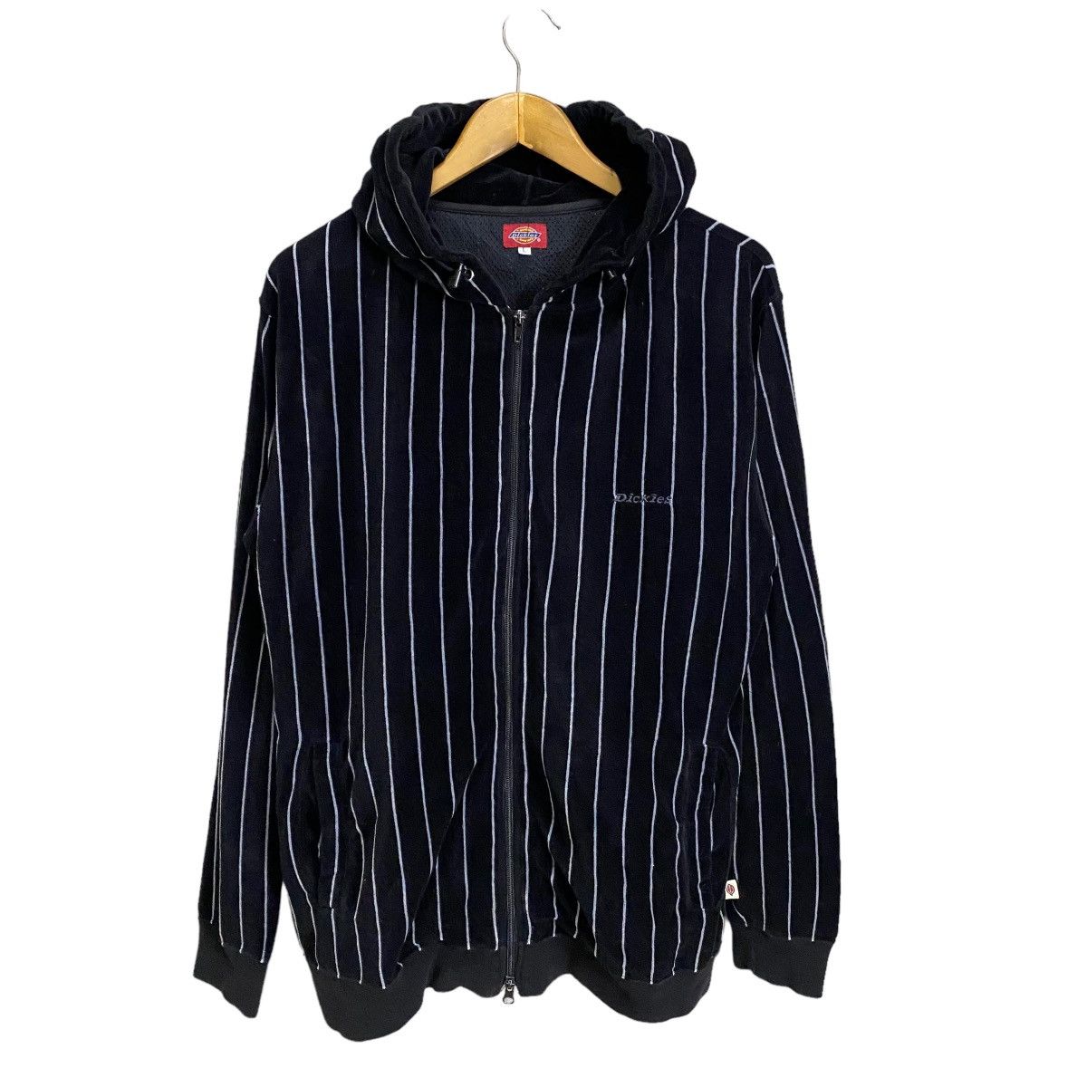 image of Dickies Black Stripes Hoodie Zipper Jacket, Men's (Size Large)