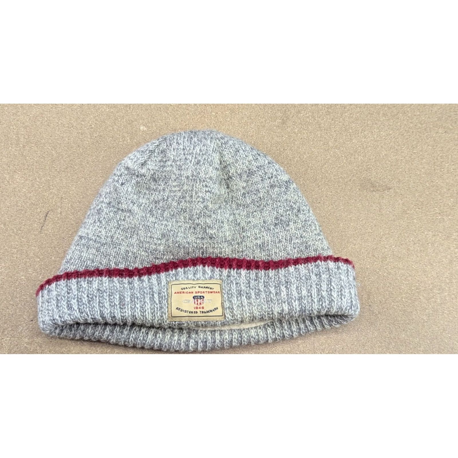 Gant VINTAGE GANT Wool Beanie Hat Size S-M Gray Cuffed Ribbon Insulated Beanie Mens Womens Unisex Adults Knit Wool Insulated Moisture Wicking Size ONE SIZE - 2 Thumbnail