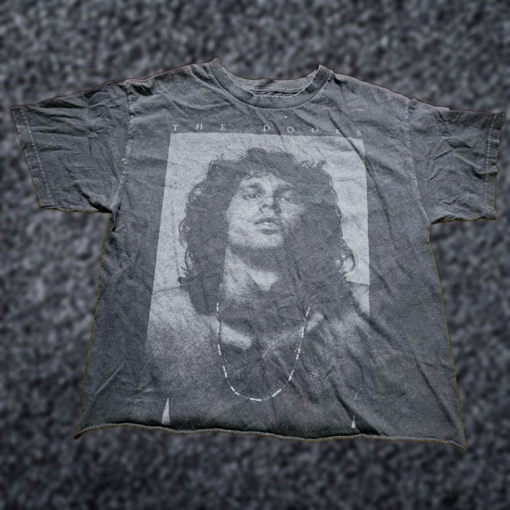 Vintage The Doors Gray Crop Top Distressed T Shirt Womens L Size L / US 10 / IT 46 - 1 Thumbnail