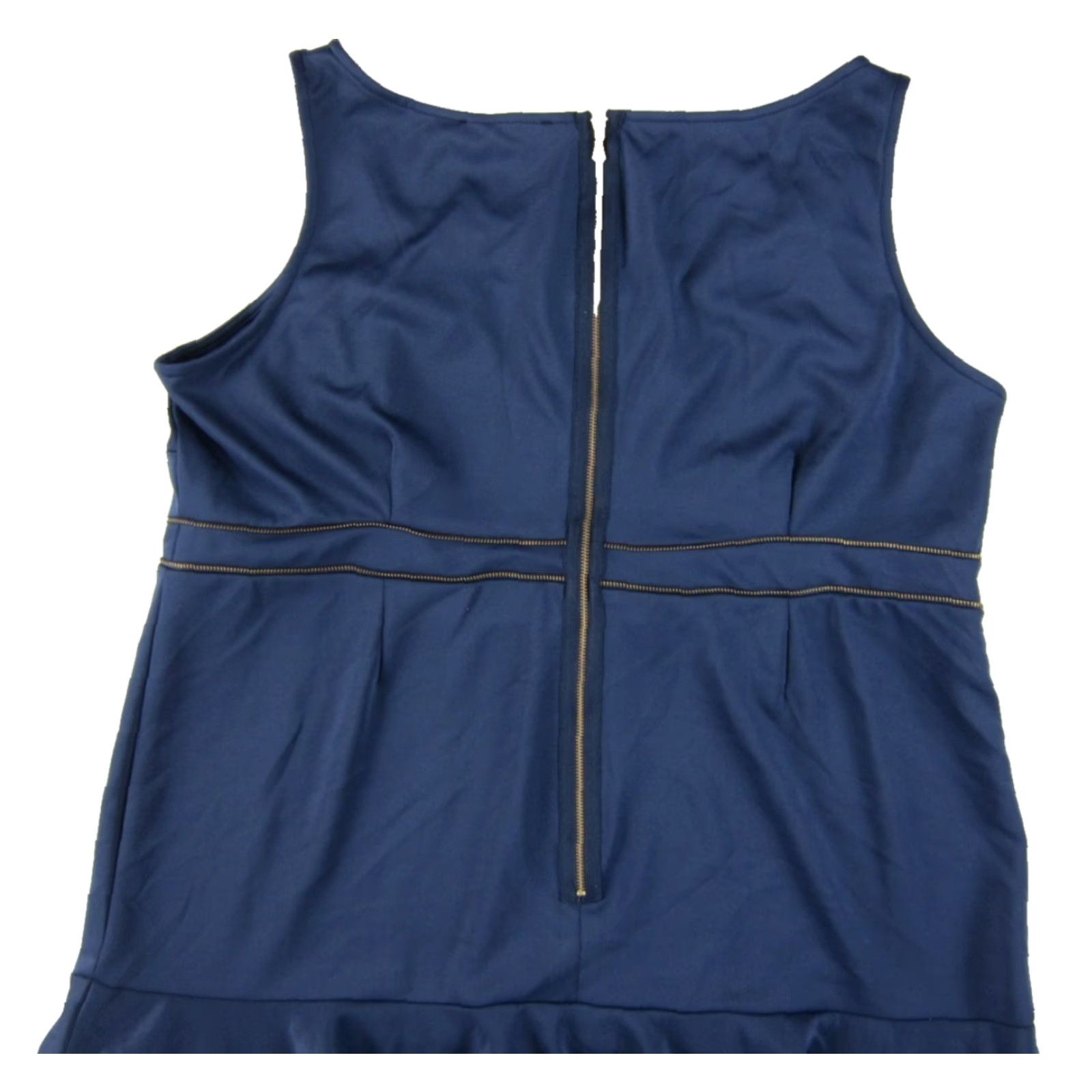 Vintage NWT Eloquii Navy Blue Stretch Gold Zipper Sleeveless Tank Sheath Sun Dress 16W Size XXL / US 16-18 / IT 52-54 - 5 Thumbnail