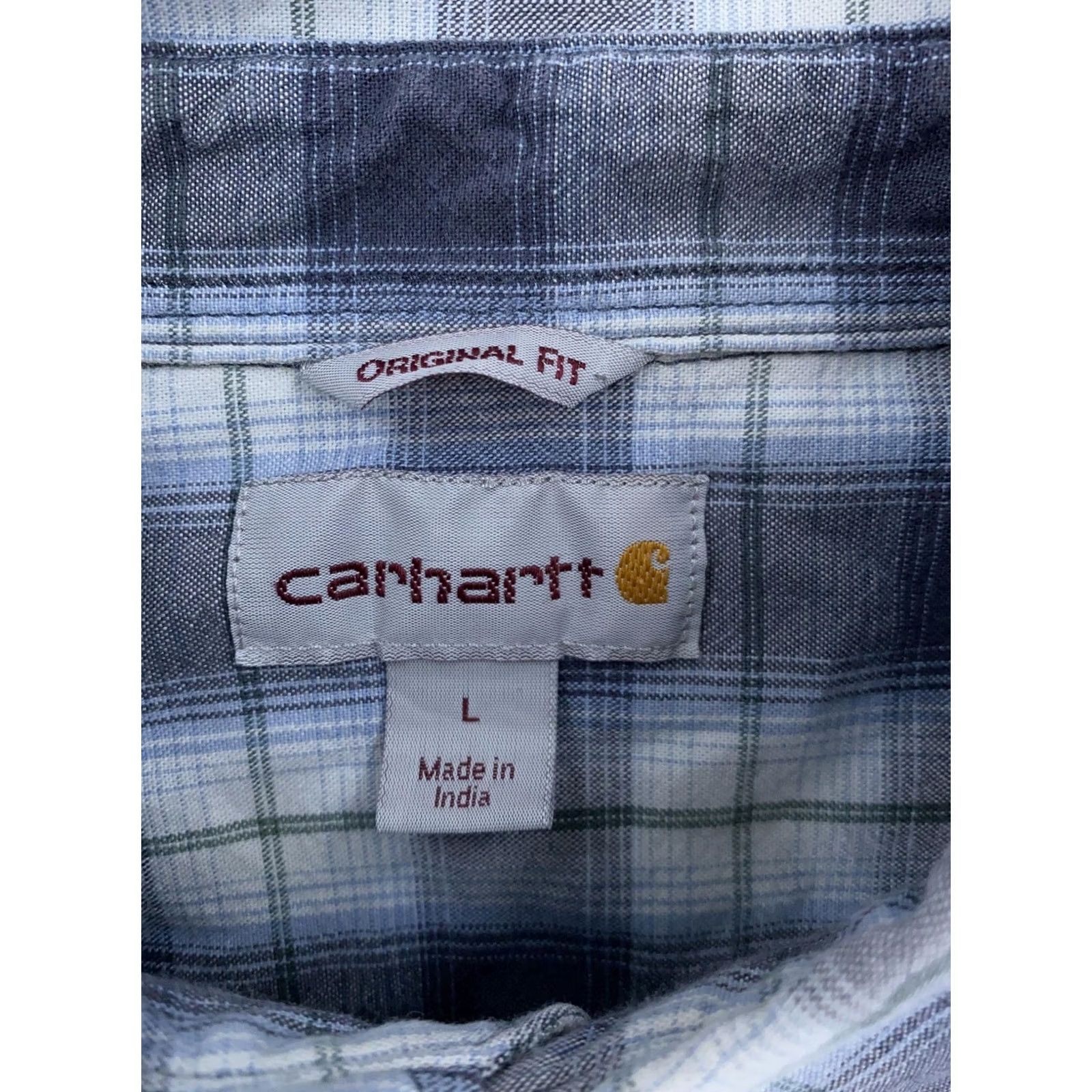Carhartt Carhartt Work Shirt Mens Large Blue Plaid Button-Up Short Sleeve Workwear Comfort Breathable Cotton Logo Pocket Size US L / EU 52-54 / 3 - 7 Thumbnail