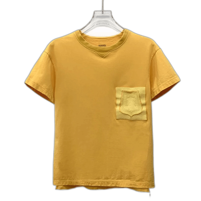Hermes Hermes Yellow Logo Embroidered Cotton Tee Size US XXS / EU 40 - 1 Thumbnail