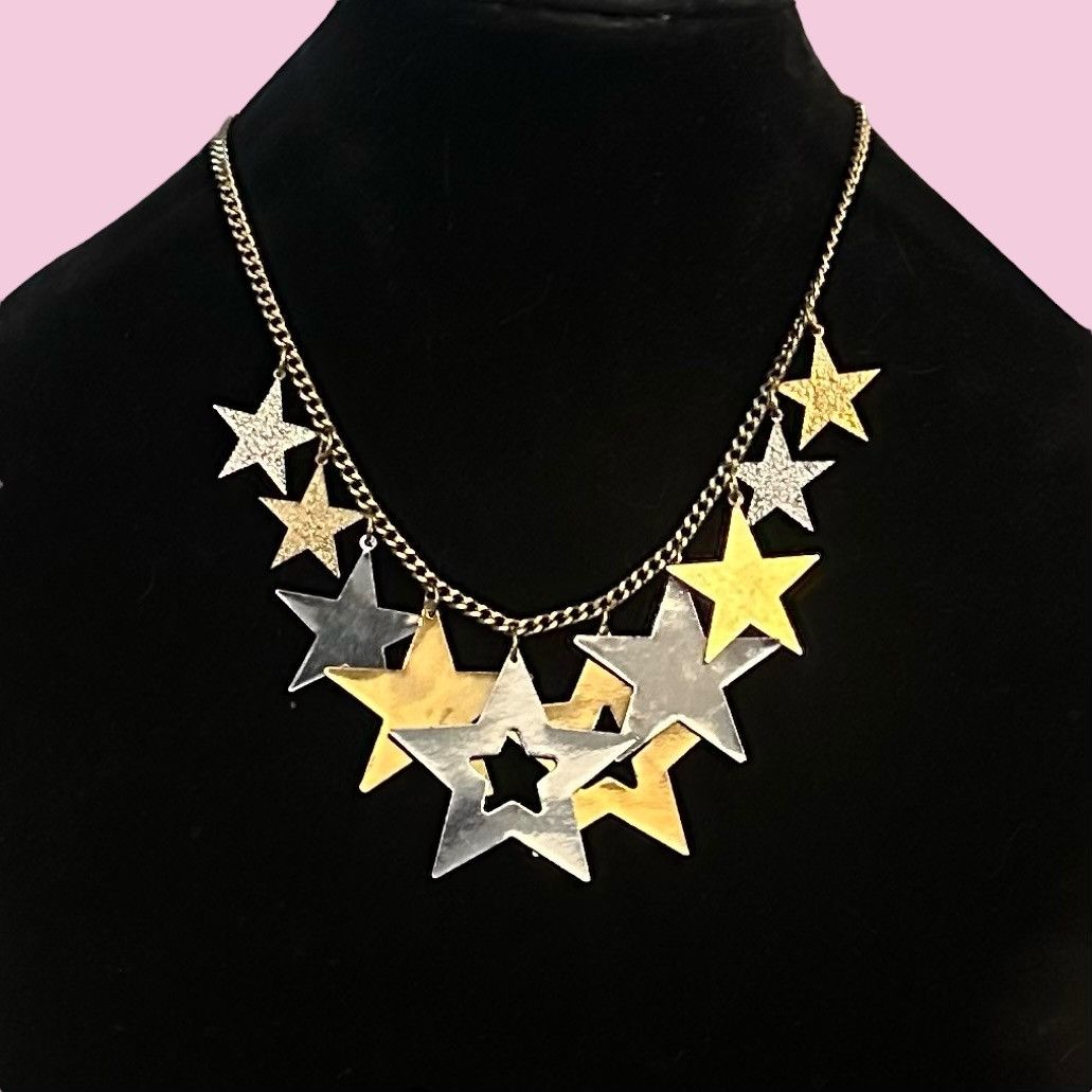 Other Reversible gold tone burgundy & black stars dangle necklace Size ONE SIZE - 2 Thumbnail