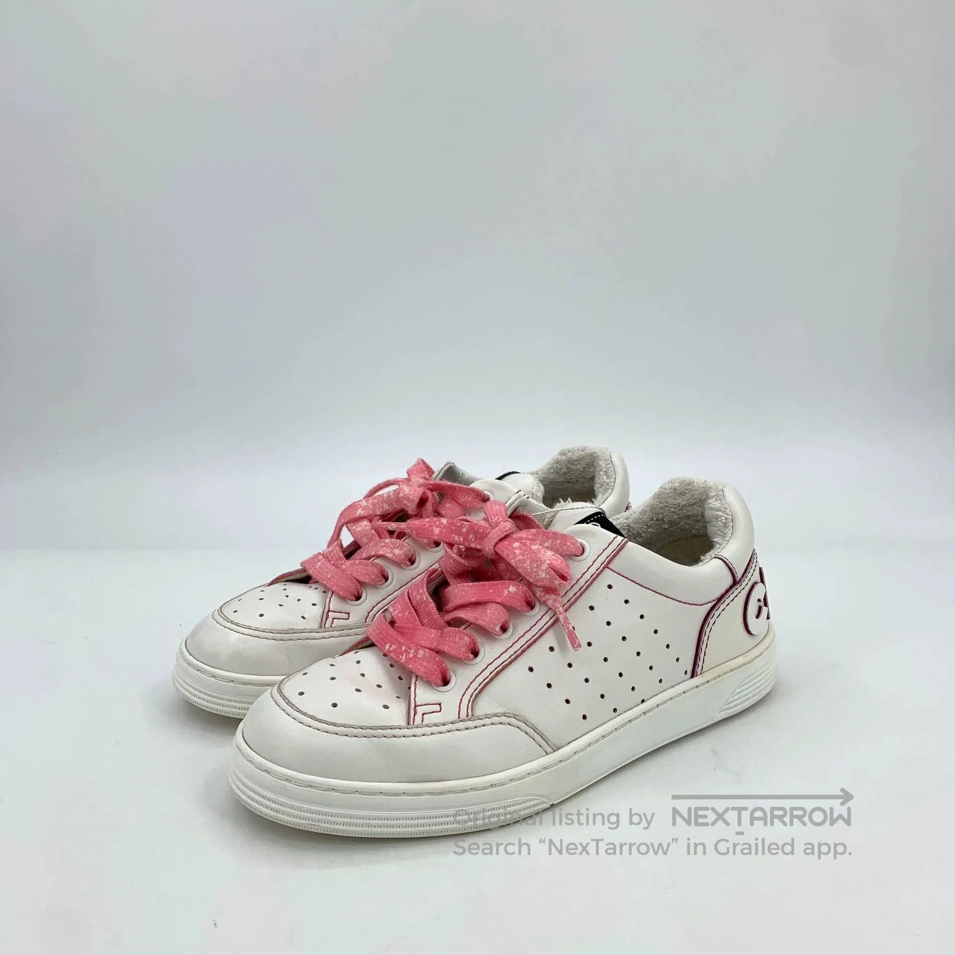 Chanel Chanel Low-Top Pink White Sneakers. Size US 7 / EU 40 - 1 Thumbnail