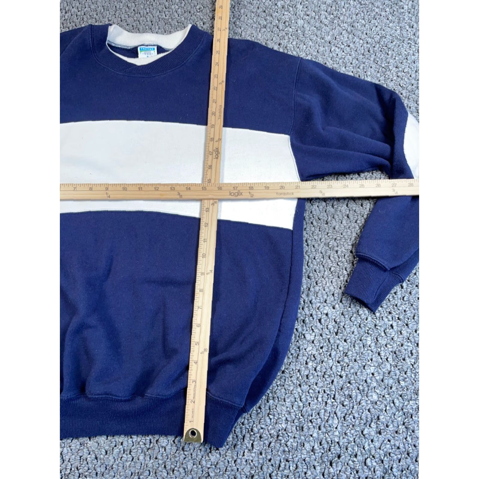 Vintage VTG Cheetah Striped Sweatshirt Adult Medium Blue White Elbow Patches Mervyns Cheetah Size US M / EU 48-50 / 2 - 4 Thumbnail