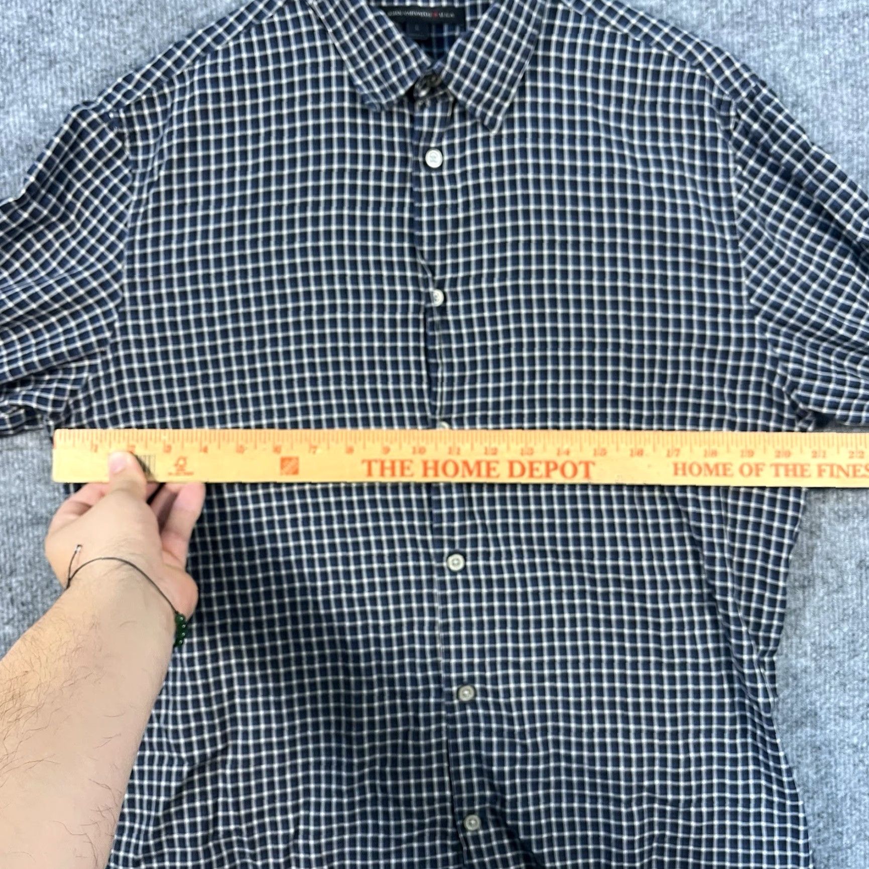 John Varvatos John Varvatos Button-Down Shirt Mens Large 100% Cotton Plaid Blue Flannel Crew Neck Long Sleeve Button-Up Regular Mens Size US L / EU 52-54 / 3 - 3 Thumbnail