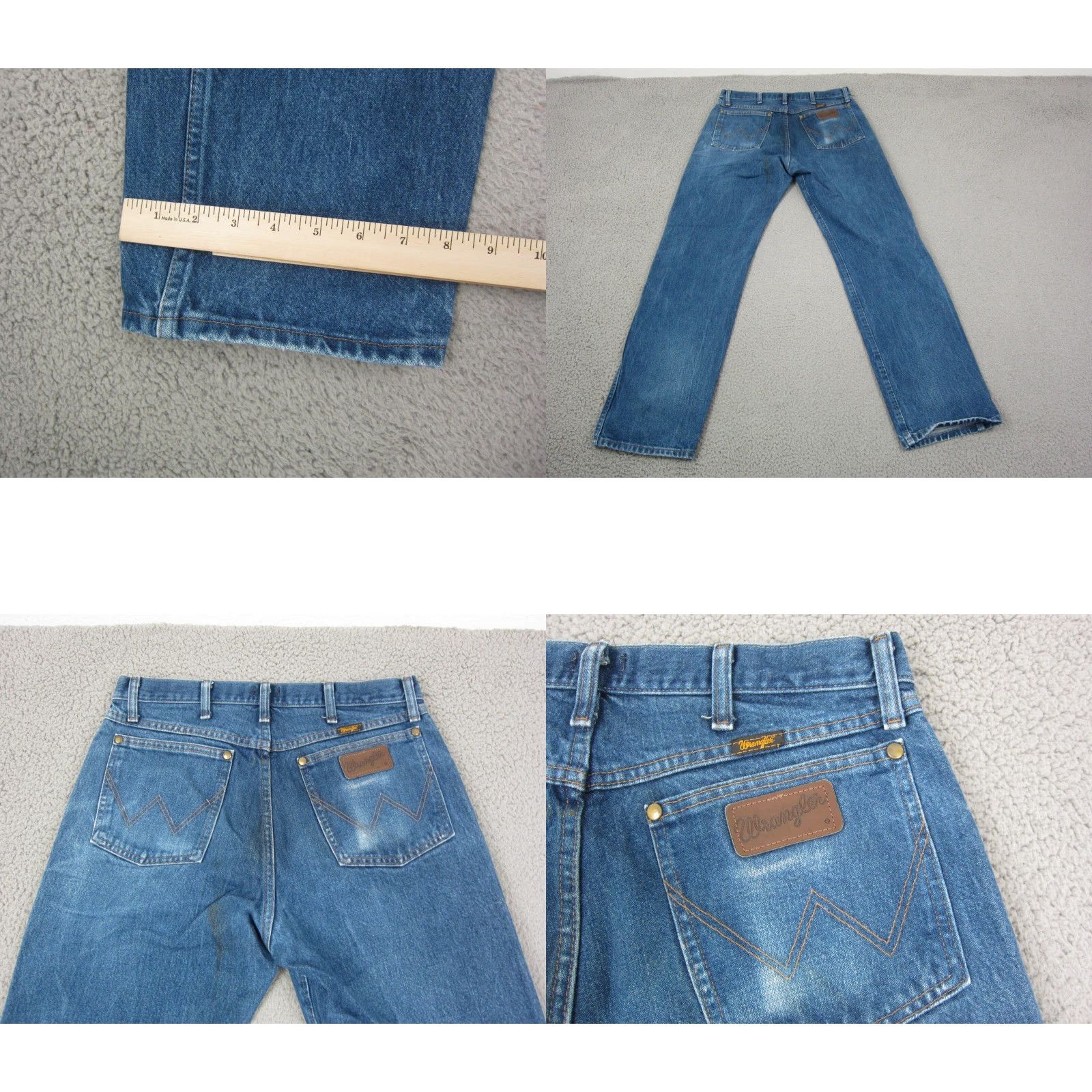Wrangler VINTAGE Wrangler Jeans Mens 33x32 Blue Cowboy Straight Regular Fit 47MWZPW 5-Pocket Denim Cotton Zip Accessory Logo Zipper 90s Cowboy Theme Size US 33 - 10 Thumbnail