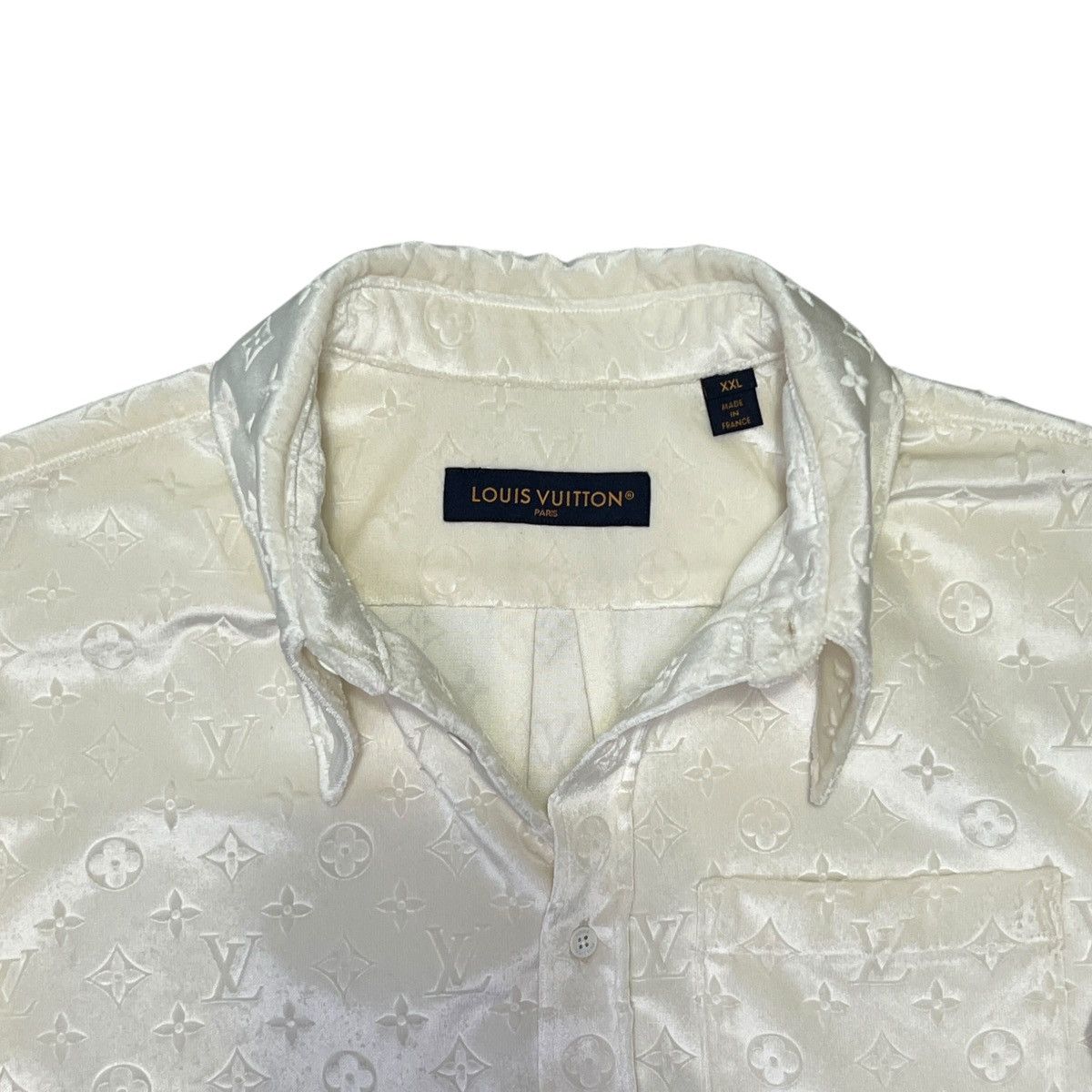 Louis Vuitton LOUIS VUITTON 2022AW White Velours Monogram Classic Shirt Size US XL / EU 56 / 4 - 4 Thumbnail