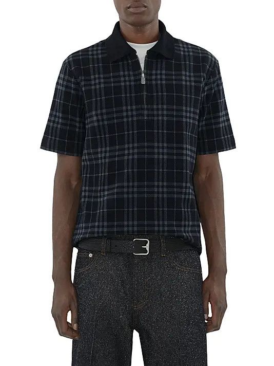 Burberry os11x0326 Check Quarter-Zip Polo Shirt in Multicolor Size US M / EU 48-50 / 2 - 3 Thumbnail
