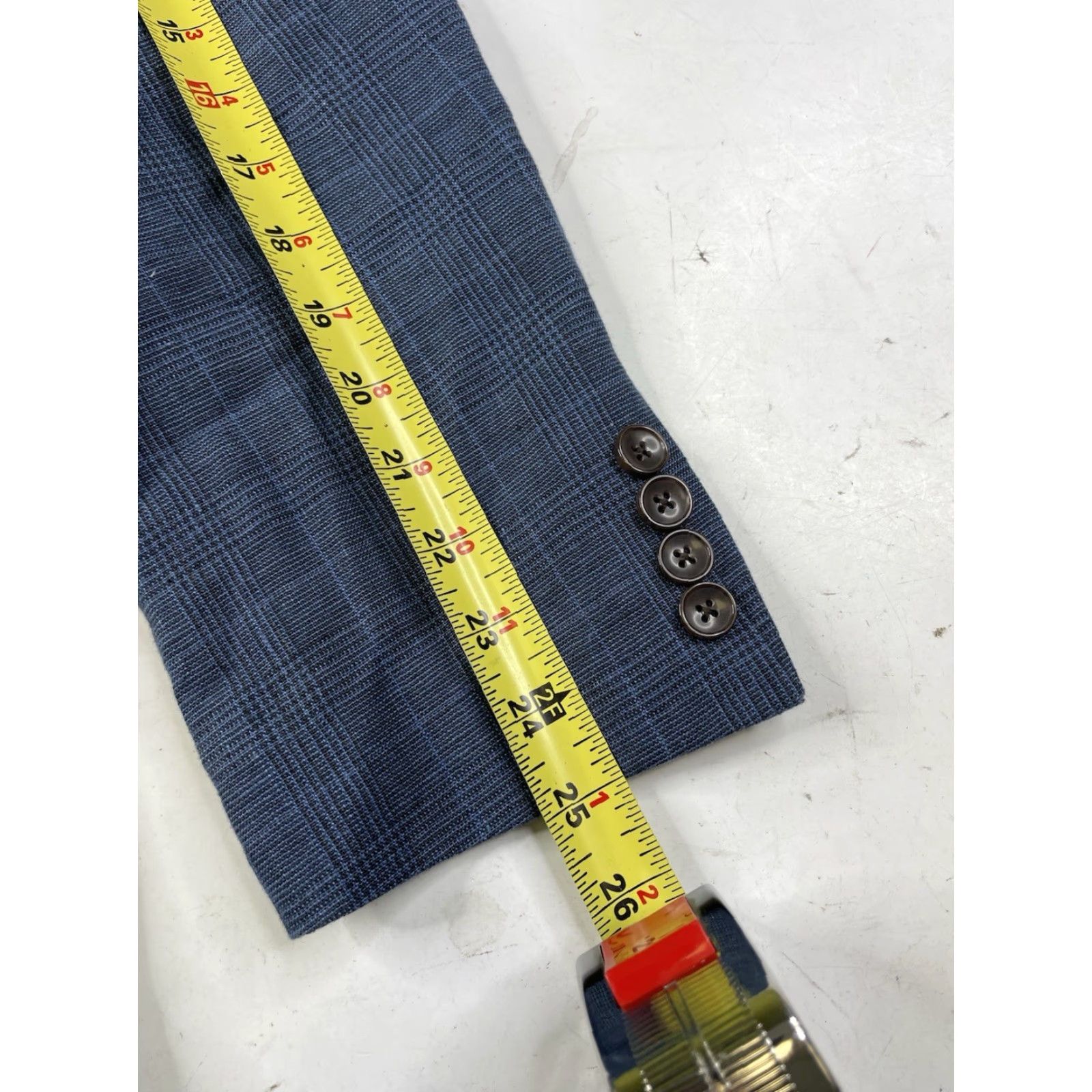 J.Crew J.CREW Blazer Jacket 40R Blue Linen Plaid Slim Notch Lapel Single-Breasted Two-Button Men Size 40R - 7 Thumbnail