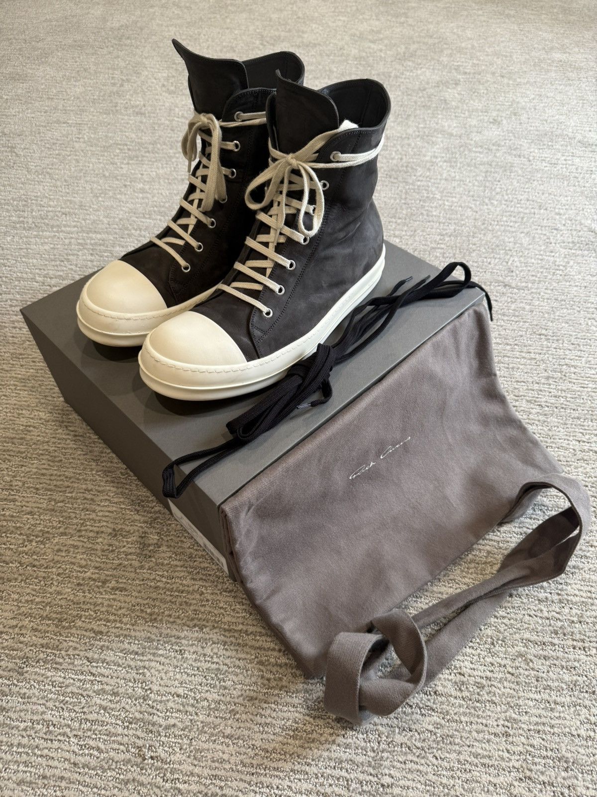 Rick Owens Dark Dust/Milk Rick Owens Mainline Suede Ramones 2024 Size US 12 / EU 45 - 9 Thumbnail