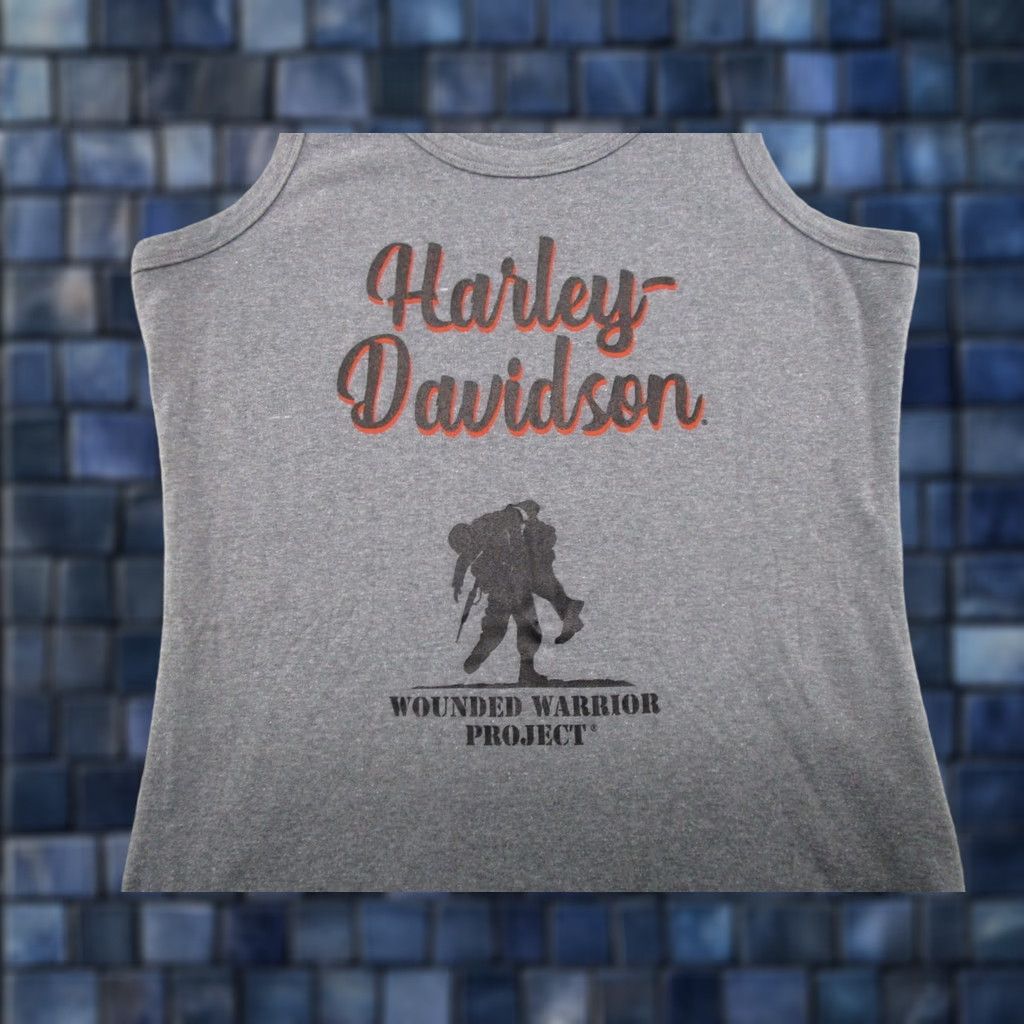 Harley Davidson Harley-Davidson Tank Top Women's L Gray Military(Wounded Warrior Project) Sleeveless Casual Shirt Shirt? Size L / US 10 / IT 46 - 1 Thumbnail