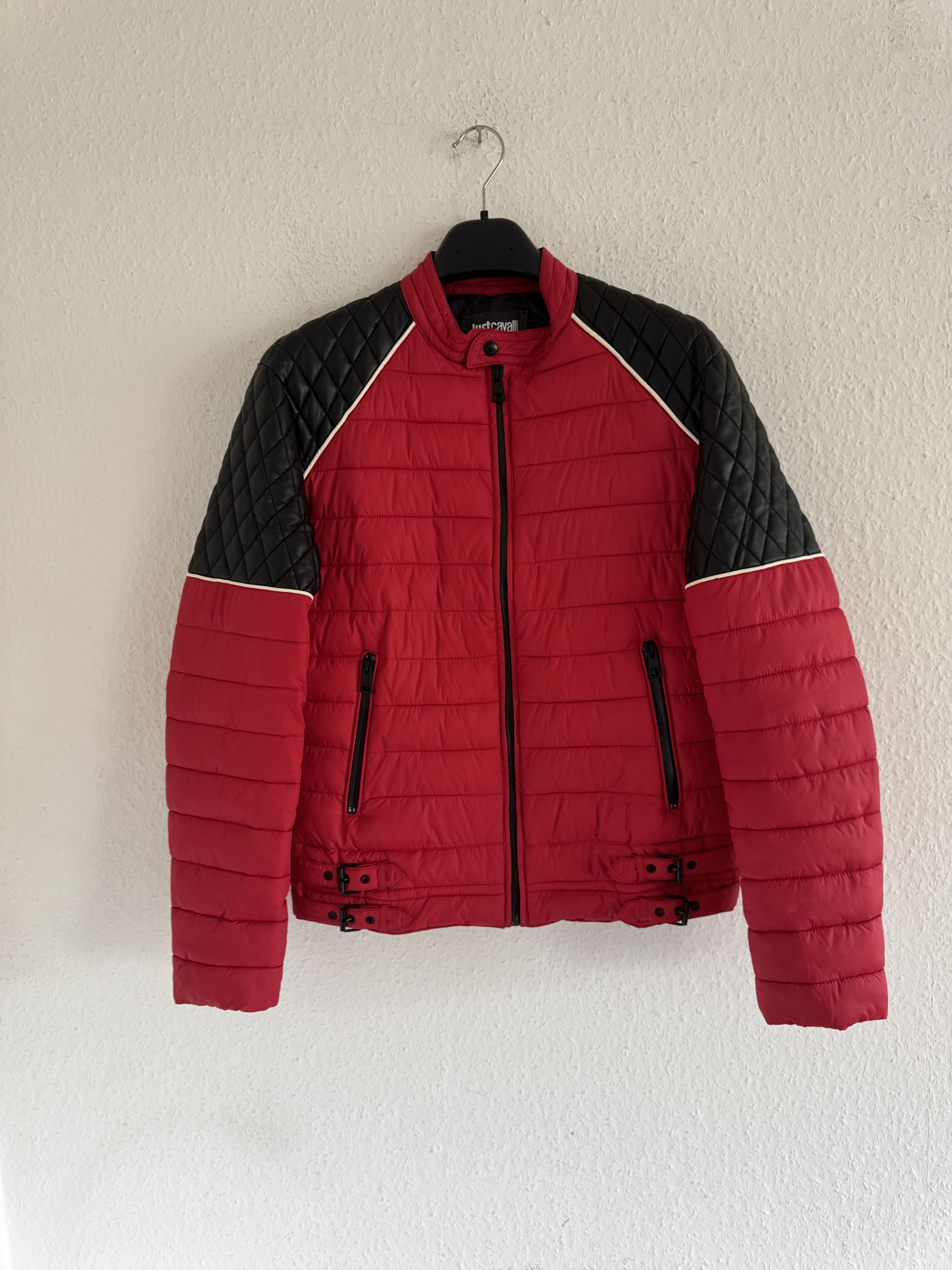 Just Cavalli Quilted Biker Down Jacket With Leather Shoulders Size US M / EU 48-50 / 2 - 7 Thumbnail