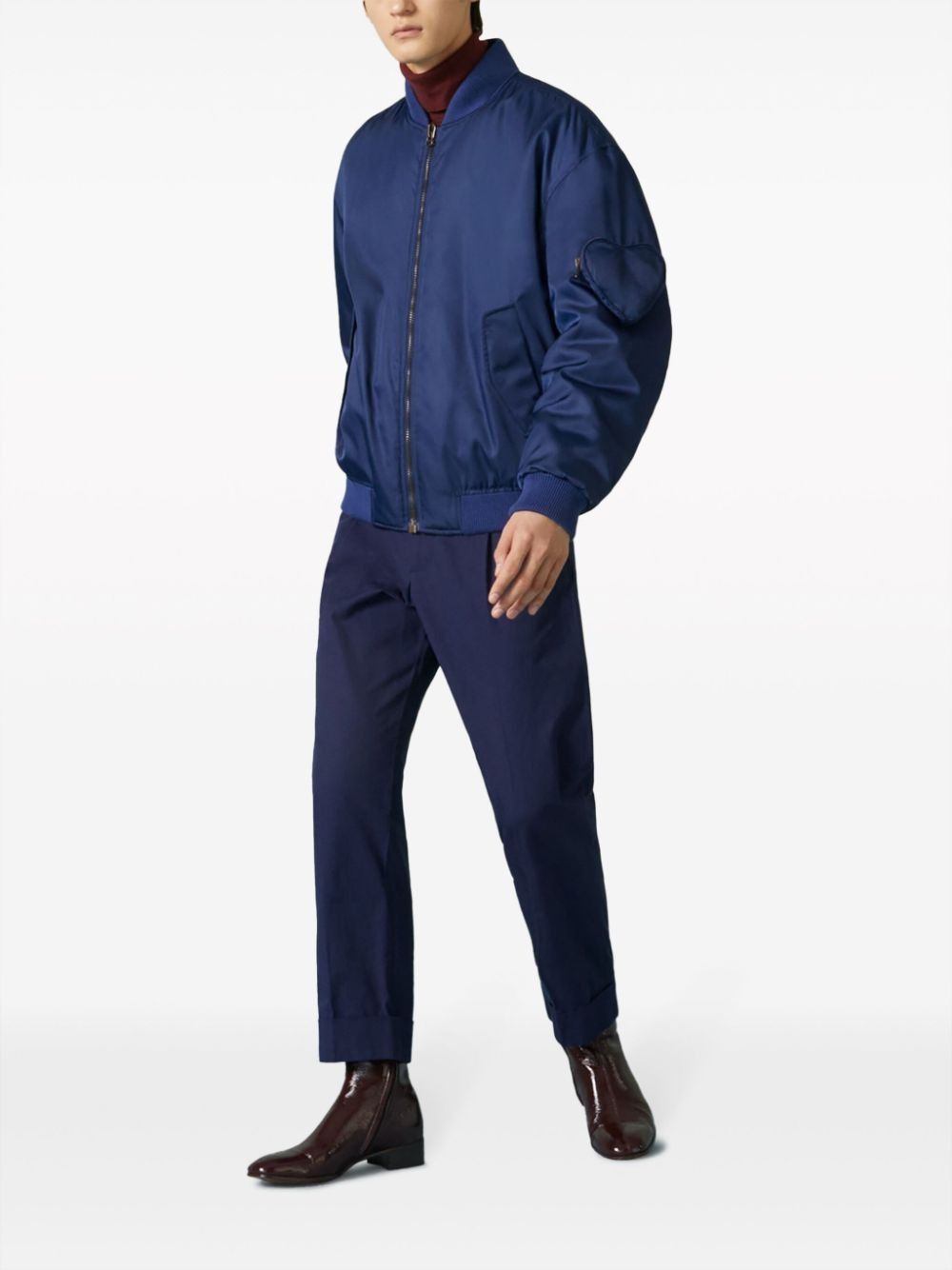 Gucci o1s1wg110125 Nylon Jacket With Embroidered Patch Navy Blue Size US M / EU 48-50 / 2 - 2 Thumbnail