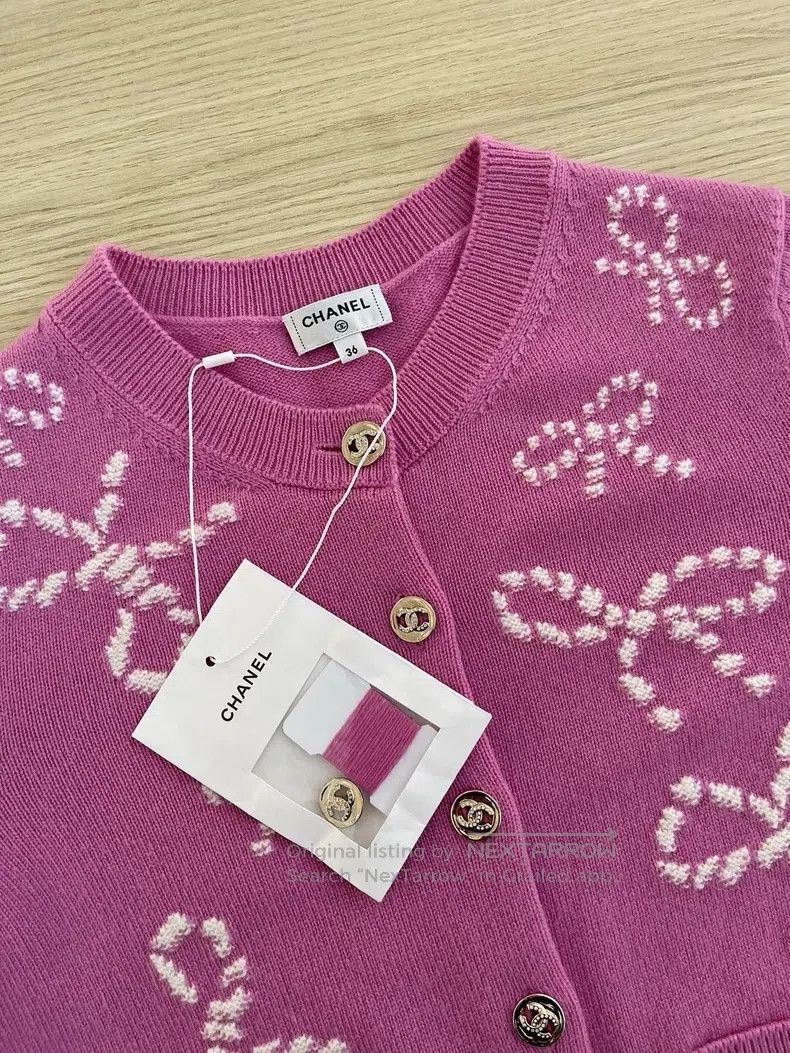 Chanel Chanel 24p pink bow cardigan coat Size XS / US 0-2 / IT 36-38 - 4 Thumbnail