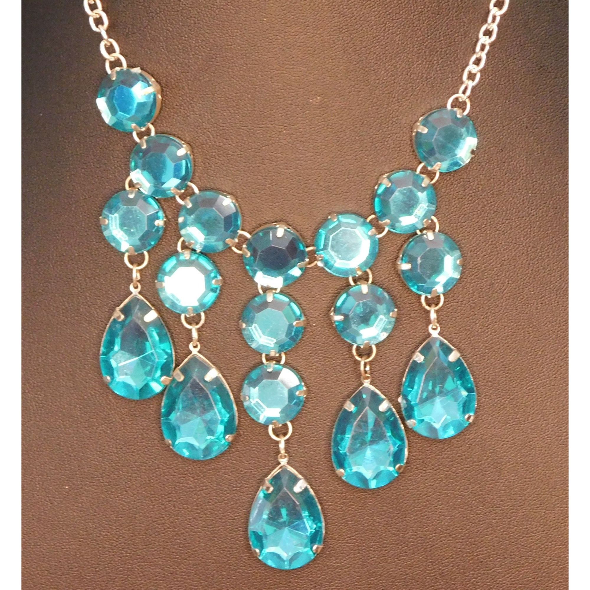 Other Blue Fantasy Sparkling Gem Costume Necklace Size ONE SIZE - 3 Thumbnail
