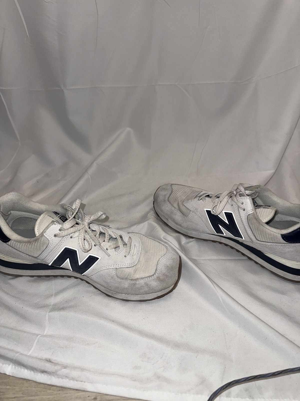 New Balance New Balance 574 White/Navy – Size 11.5 Size US 11.5 / EU 44-45 - 4 Thumbnail