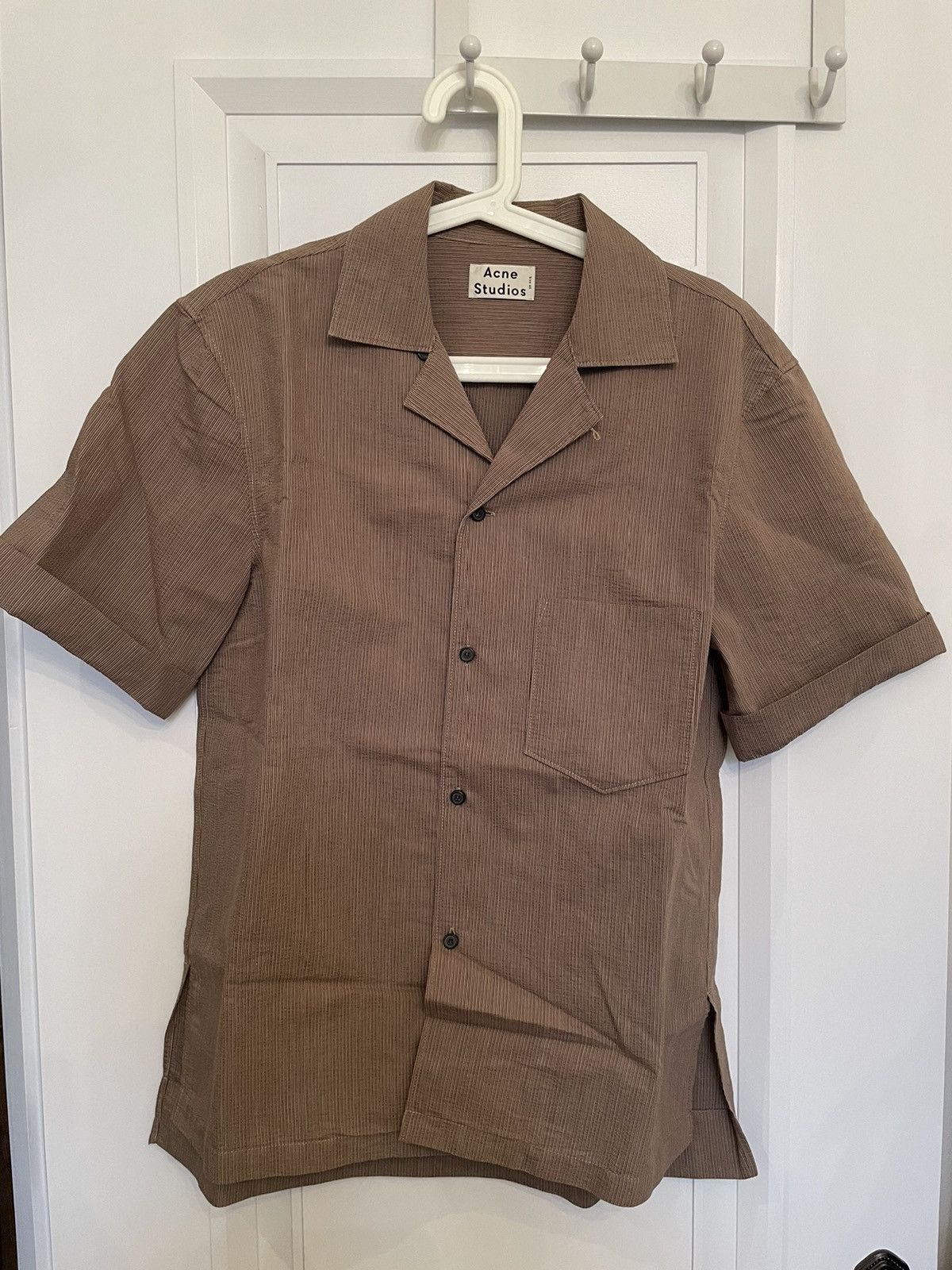 Image of Acne Studios Acne Oversized Cuban Shirt in Brown, Men's (Size Small)