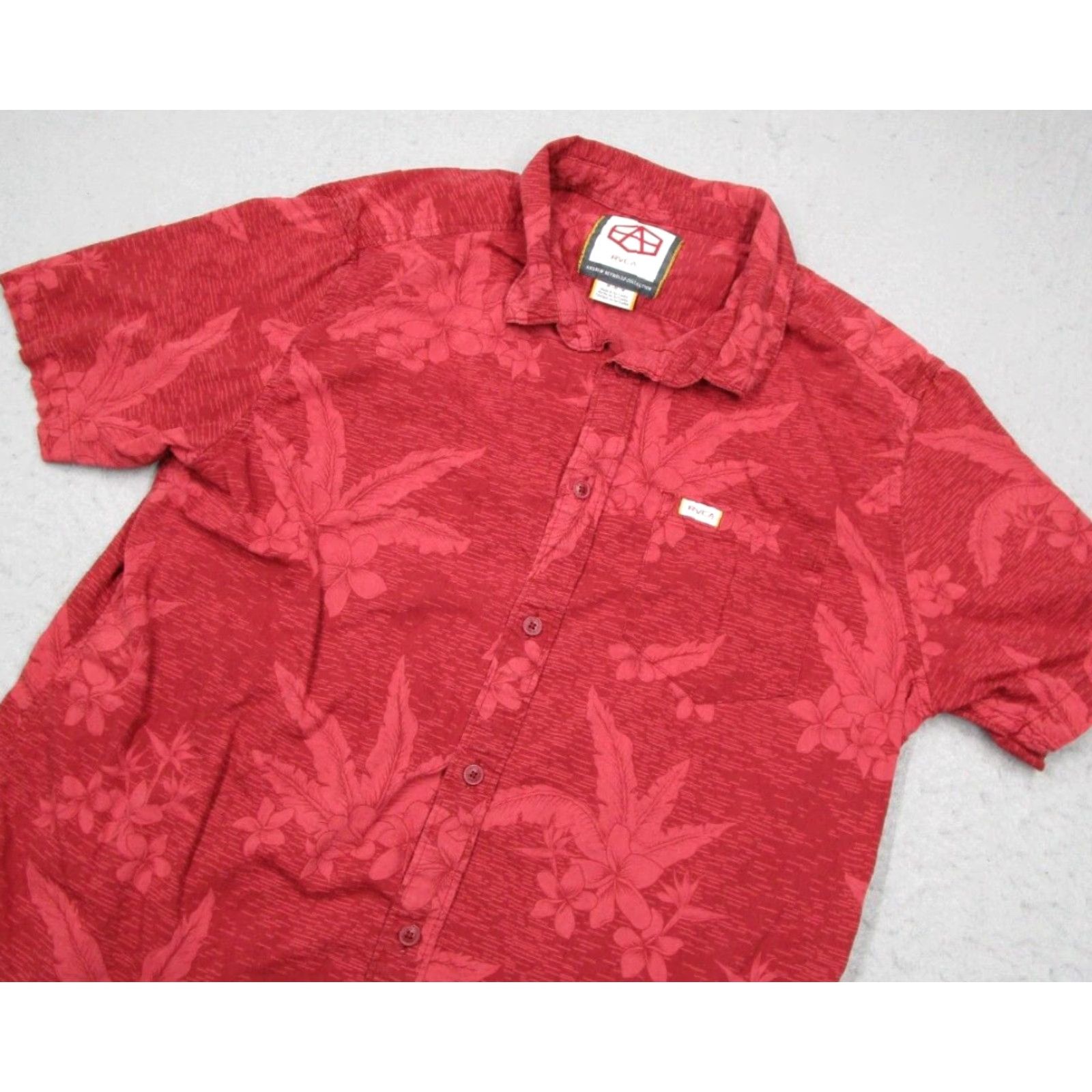 RVCA RVCA Shirt Mens Medium Red Floral Button Up Andrew Reynolds Hawaiian Skate Surf Size US M / EU 48-50 / 2 - 2 Thumbnail