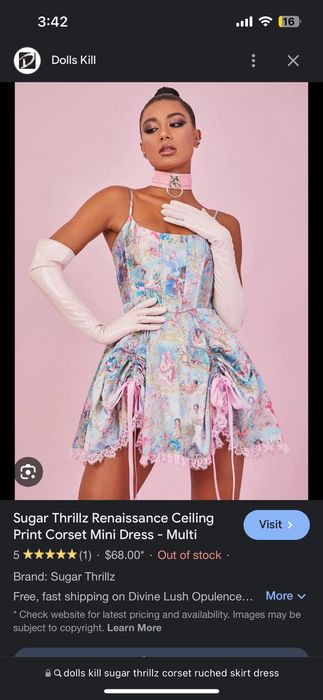 Dolls Kill Sugar Thrillz Renaissance Ceiling Print Corset Mini Dress Grailed