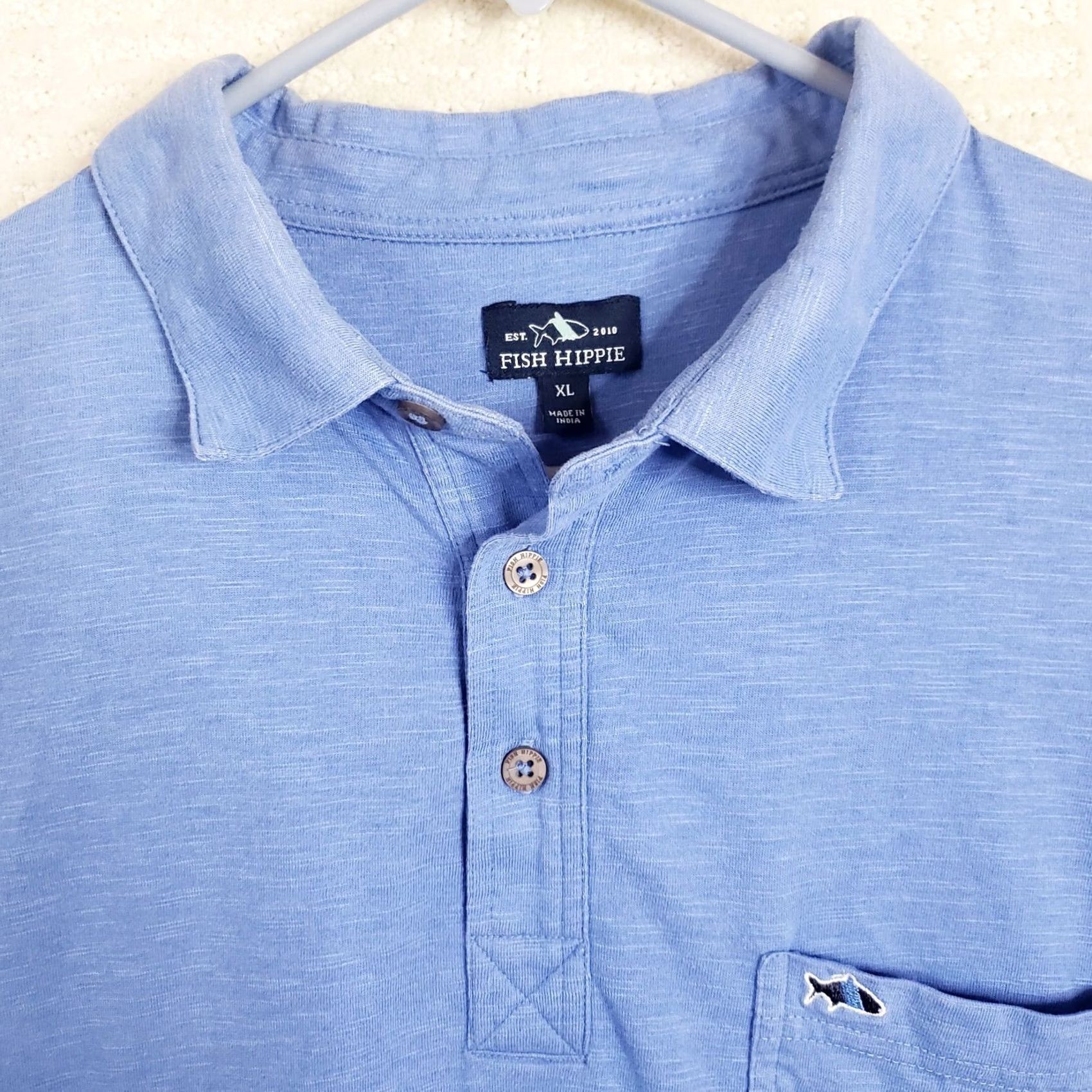 Vintage Fish Hippie Polo Shirt Mens XL Blue Preppy Casual Golf Outdoors Fishing Tennis Size US XL / EU 56 / 4 - 6 Thumbnail