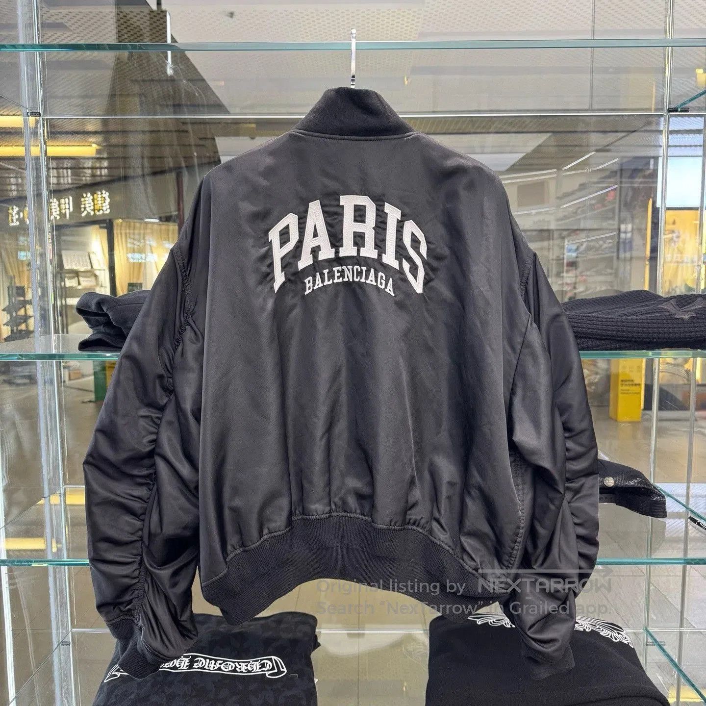 Balenciaga Balenciaga Paris Embroidered Black Bomber Jacket. Size XS / US 0-2 / IT 36-38 - 4 Thumbnail