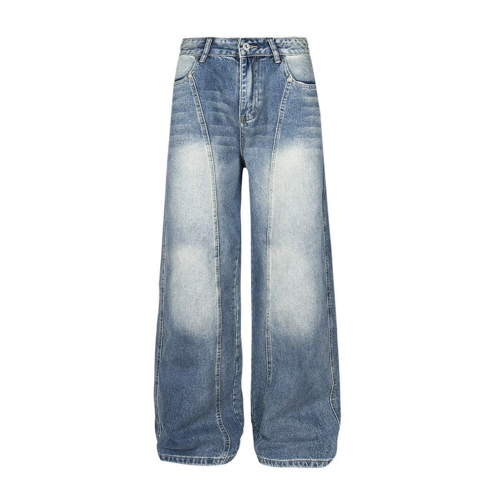 Jean Men's loose wide-leg stitching washed gradient jeans Size US 32 / EU 48 - 1 Thumbnail