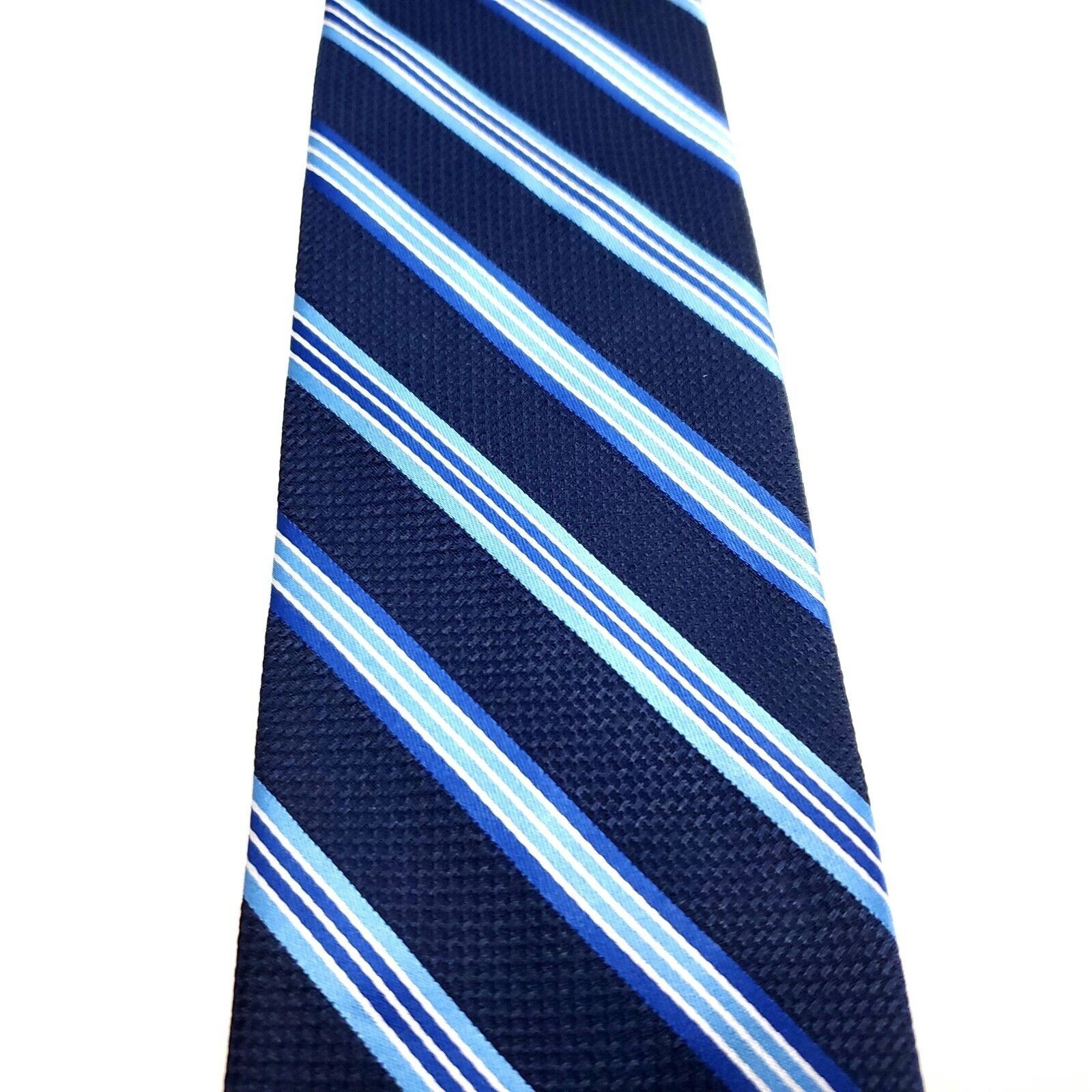 Stafford Stafford Blue Silk Tie Woven Striped Size ONE SIZE - 2 Thumbnail
