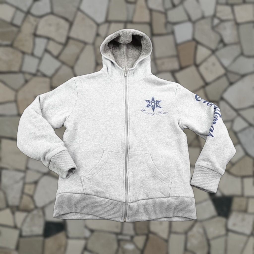 Vintage Looney Tunes Hoodie Mens XL Gray Taz Ski Zip Reversible Fleece Jacket Sweatshirt Cartoon Christmas Holiday Outdoor Size US XL / EU 56 / 4 - 1 Thumbnail