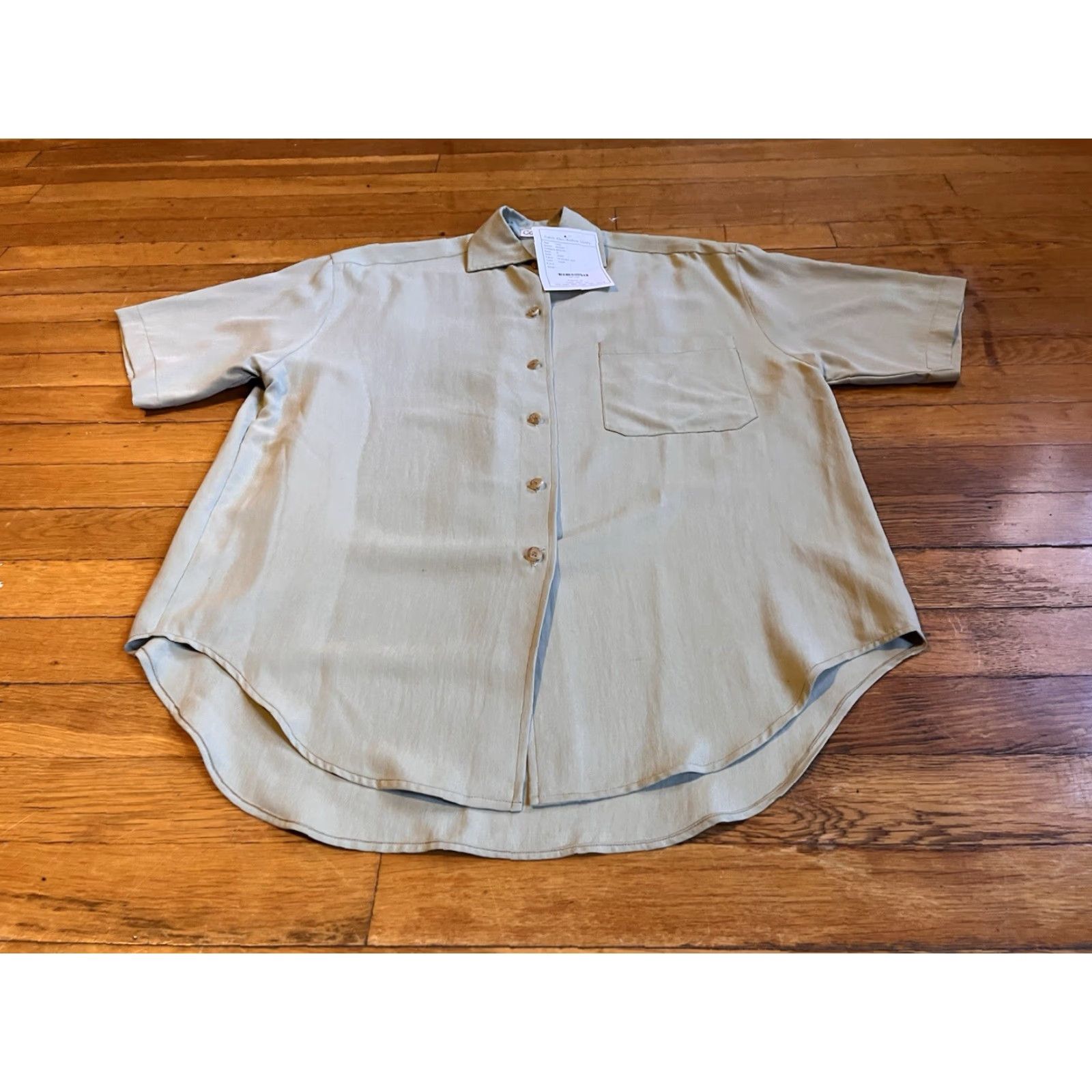 Calvin Klein VINTAGE Calvin Klein Archive Library Resort Silk Blouse Women’s Large Green 90s Size L / US 10 / IT 46 - 2 Thumbnail