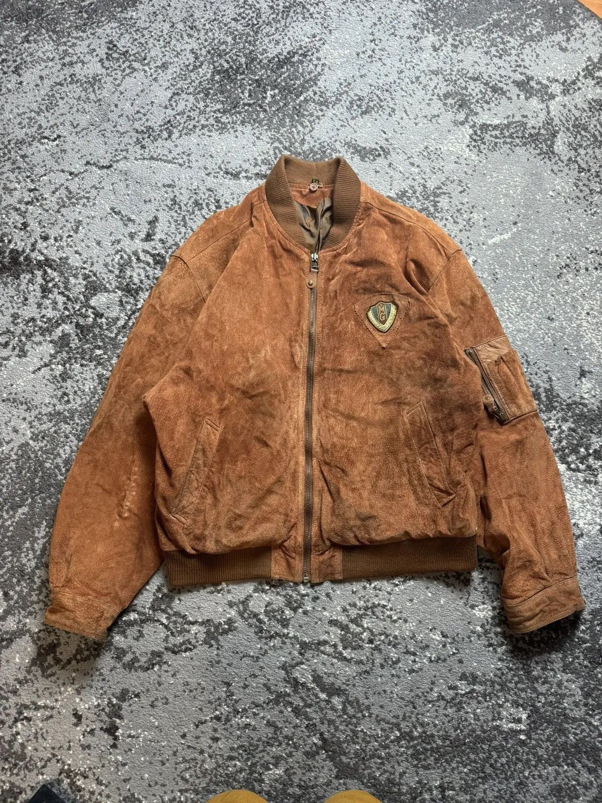 Vintage Vintage Y2K Suede Leather Avantgarde Aviator Bomber Jacket Size US L / EU 52-54 / 3 - 1 Thumbnail