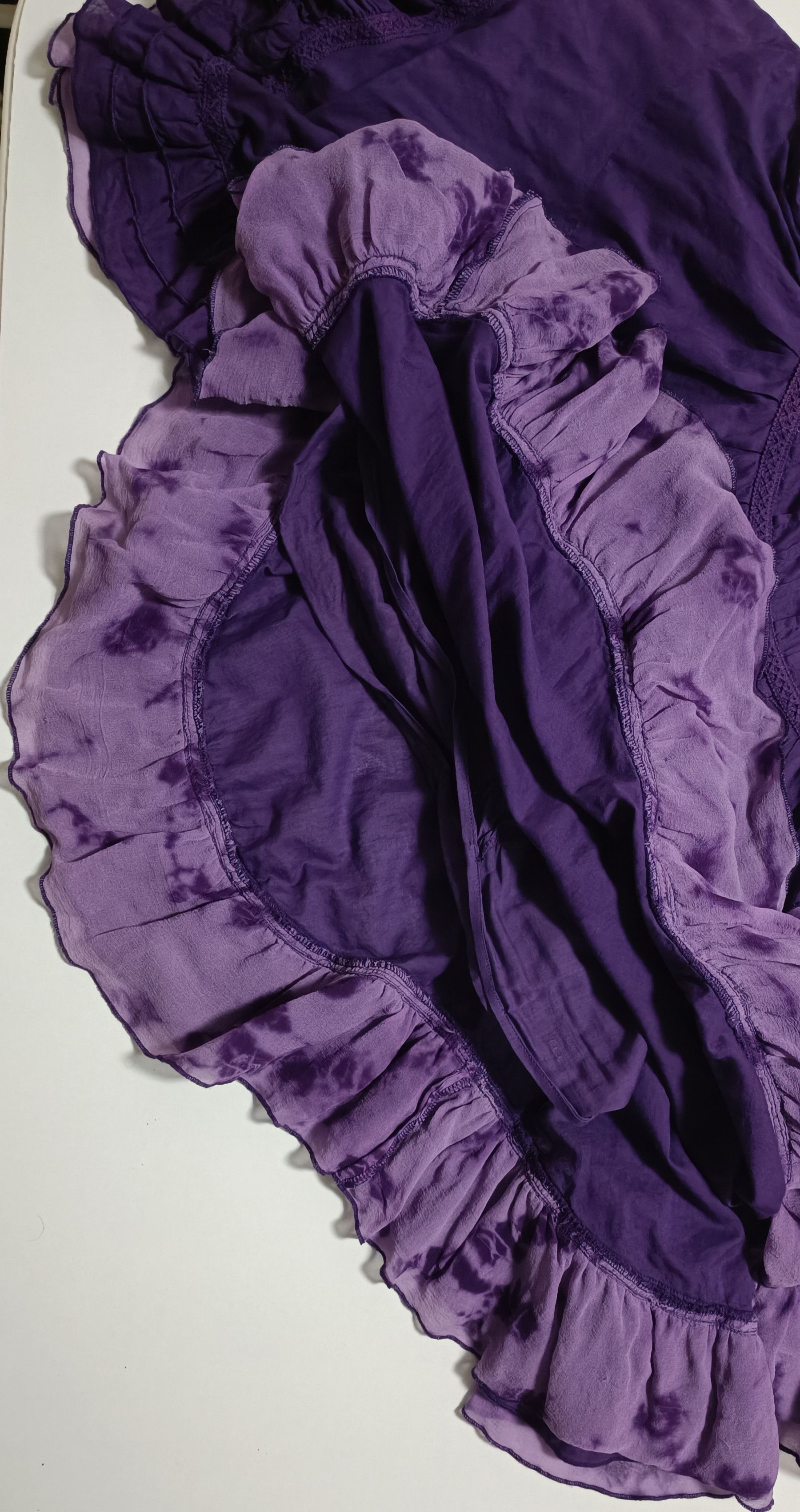 Jean Paul Gaultier Purple cotton skirt with silk ruffles Size 26" / US 2 / IT 38 - 22 Thumbnail