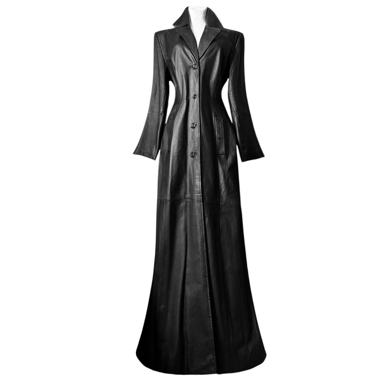 Vintage Super long matrix leather coat Size M / US 6-8 / IT 42-44 - 2 Thumbnail