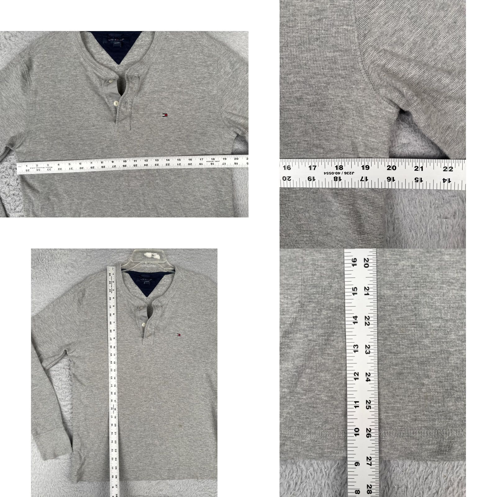 Tommy Hilfiger Tommy Hilfiger Shirt Adult Large Gray Knit Long Sleeve Henley Neck 100% Cotton Size US L / EU 52-54 / 3 - 8 Thumbnail