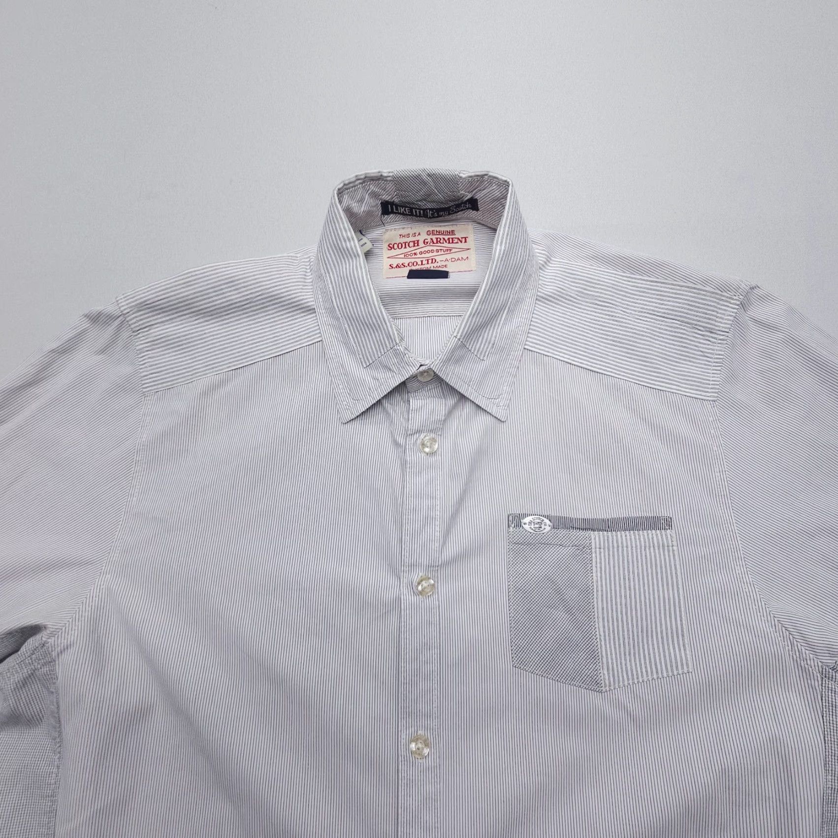 Scotch & Soda Scotch & Soda Amsterdam Button Up Shirt Mens Small Gray Striped Snap Cuffs Size US S / EU 44-46 / 1 - 4 Thumbnail