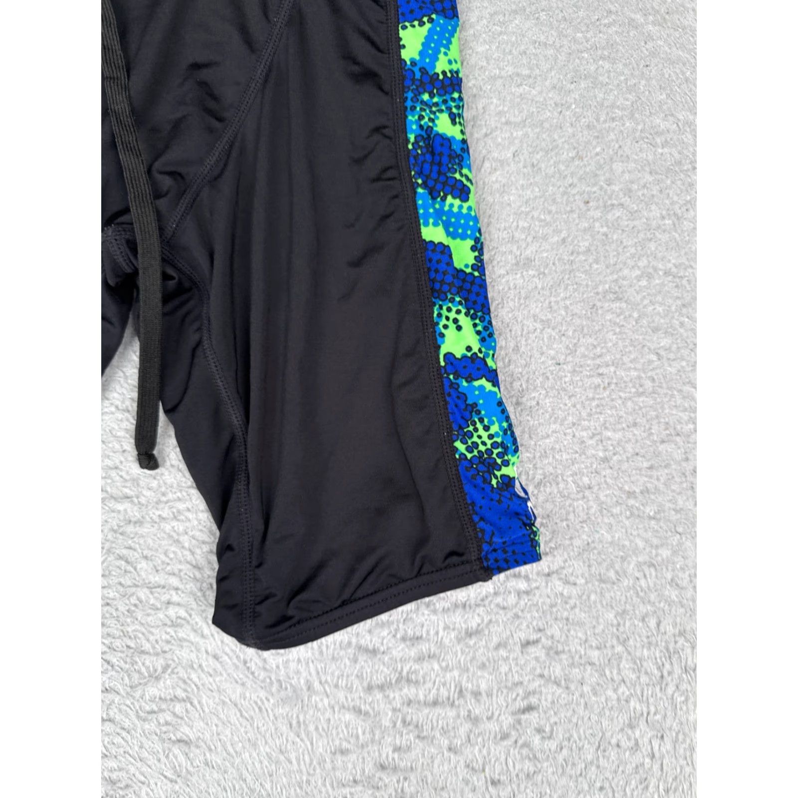 Vintage TYR Mens Jammer Swim Bottom 28 Blue Green Black - Competition Training Quick Dry Lightweight Lined Elastic Waist Polyester Spandex Size US 28 / EU 44 - 2 Thumbnail