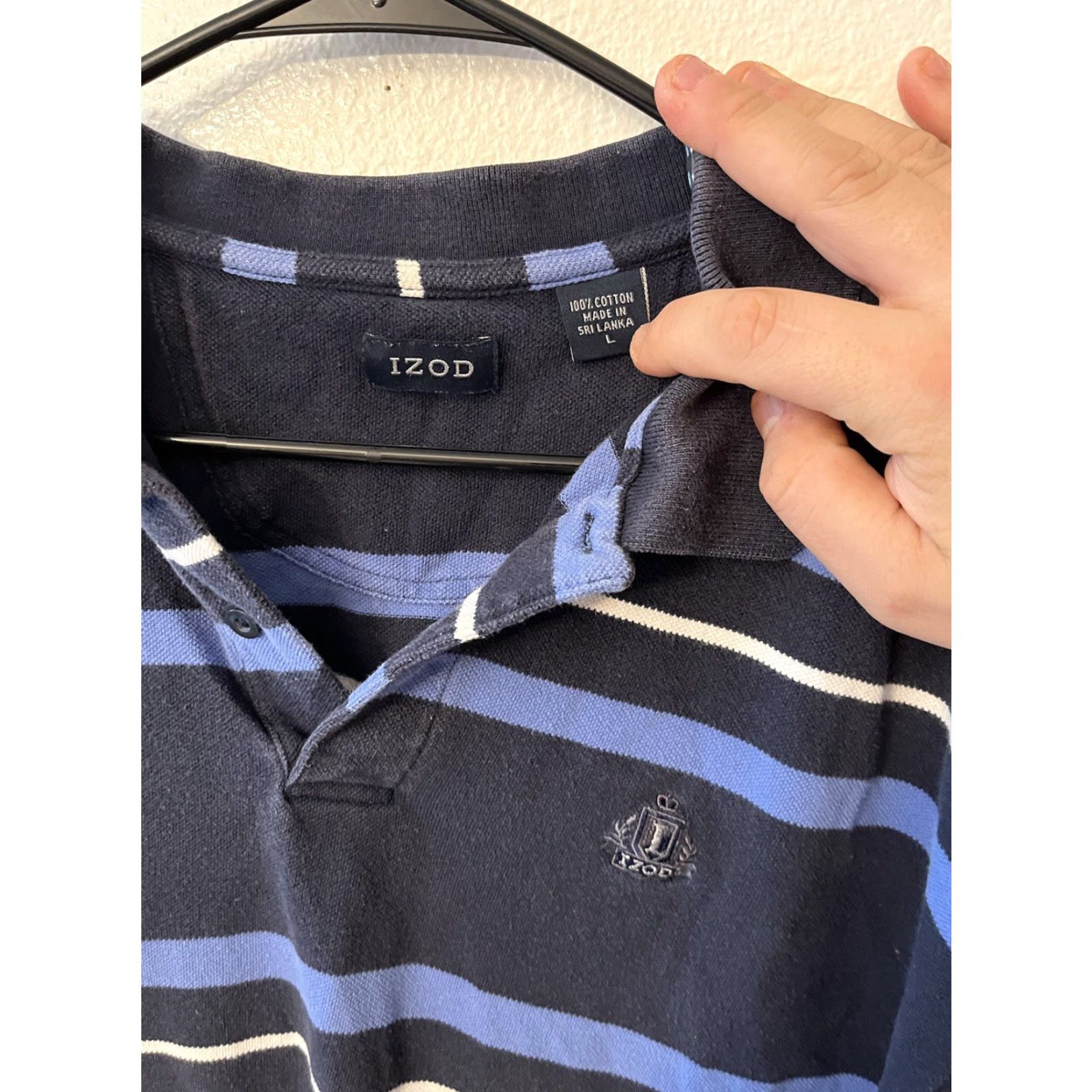 Izod VINTAGE Izod Polo Shirt Mens L Blue Striped Cotton Golf Shirt Size US L / EU 52-54 / 3 - 2 Thumbnail