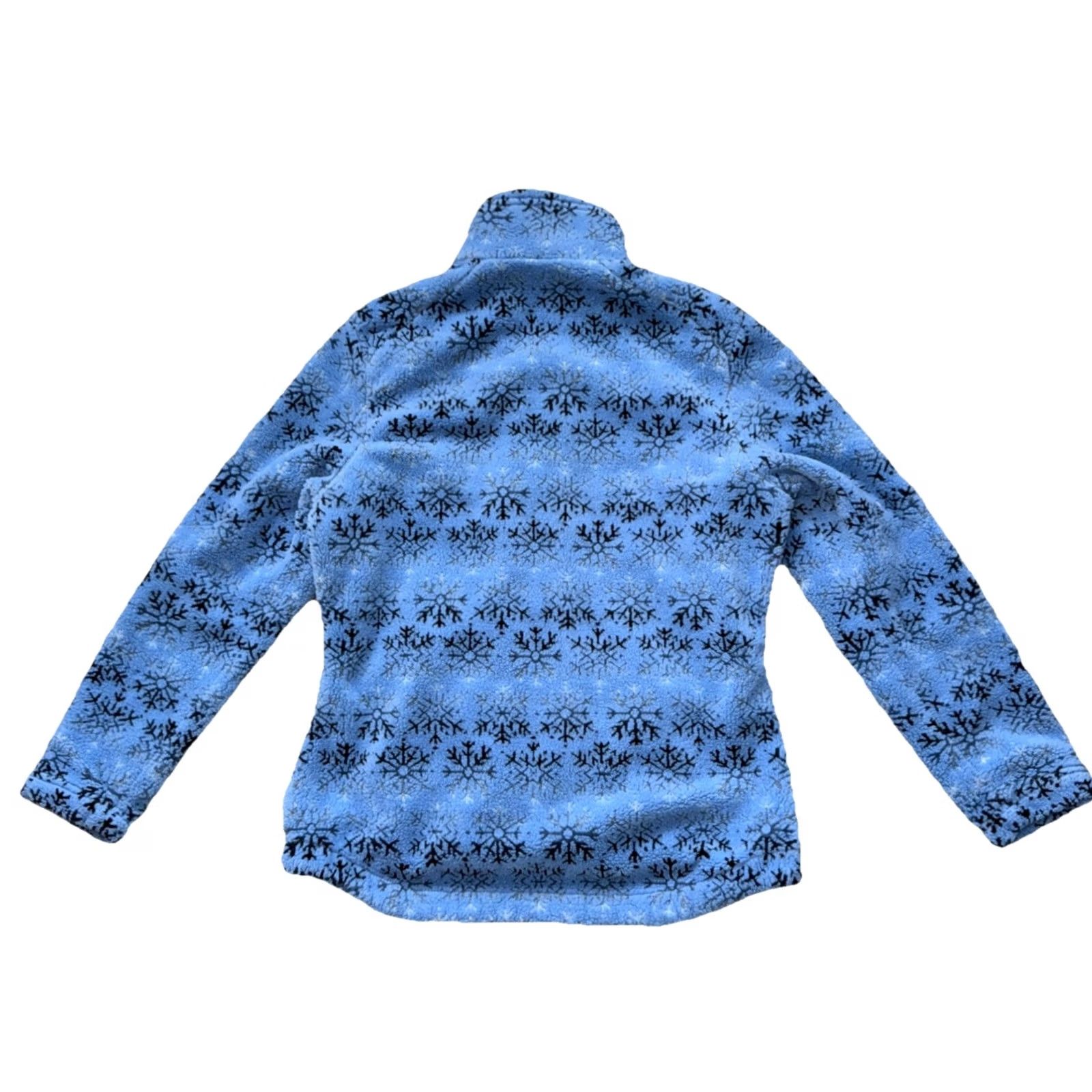 Vintage Woolrich Women's Small Blue Fleece Jacket Coat Corduroy Trim Snowflake Pattern, Blue, Jacket, Woolrich, Snowflake, Small, Womens, Winter Size S / US 4 / IT 40 - 2 Thumbnail