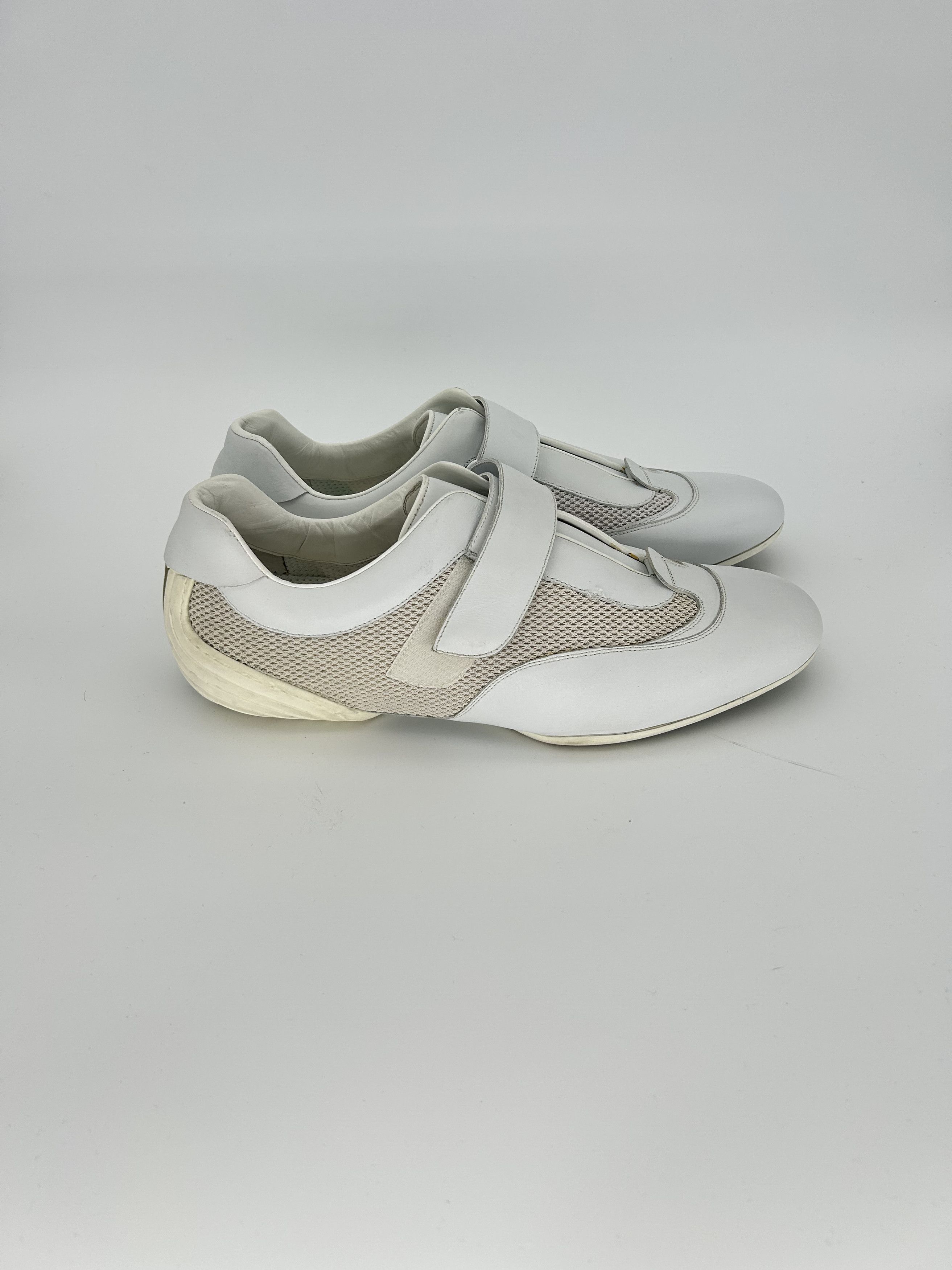 Gucci GUCCI White Leather & Fabric Velcro Strap 'Driver' Sneaker Size US 12 / EU 45 - 2 Thumbnail