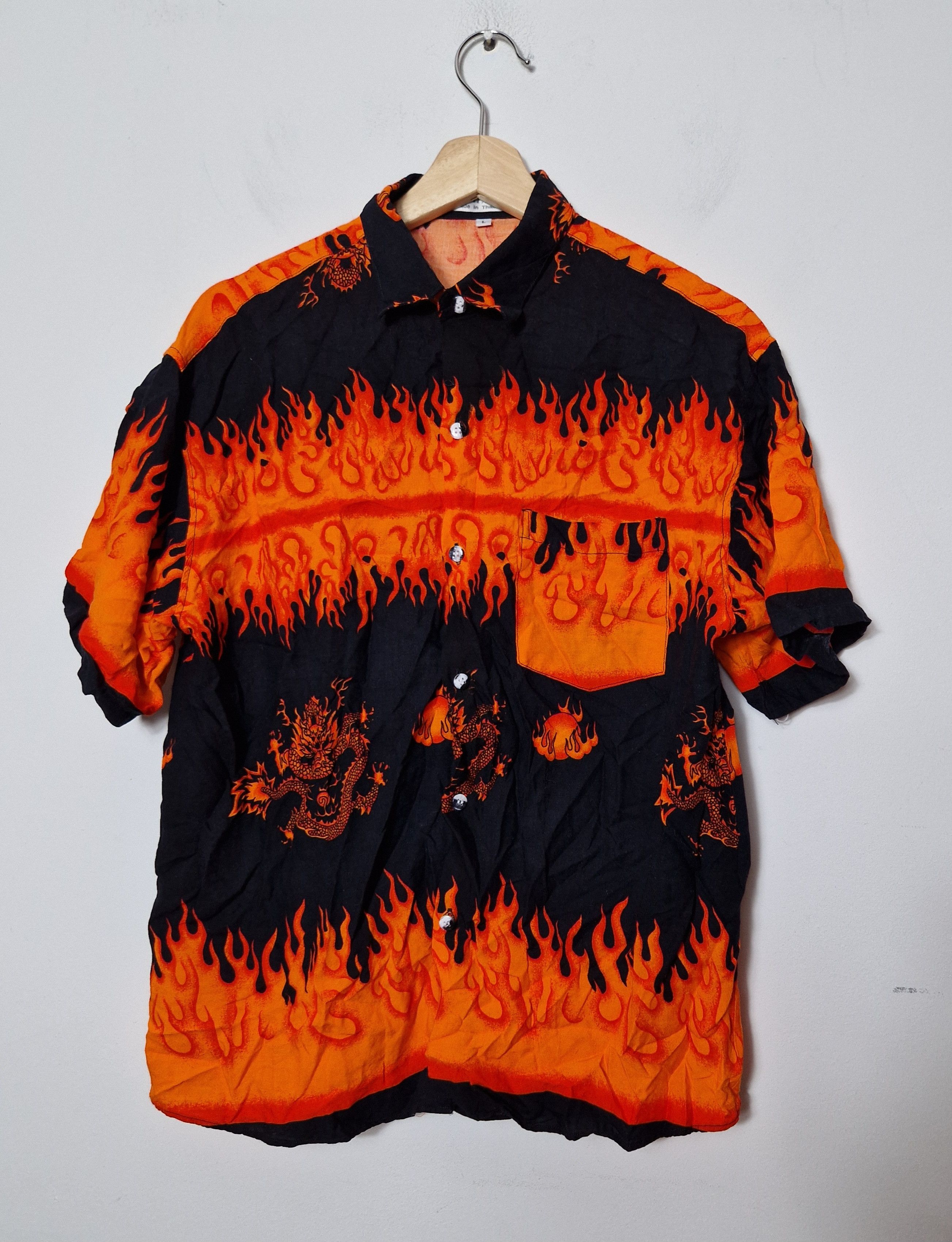 Vintage vintage y2k 2000s flame shirt crazy 90s Size US L / EU 52-54 / 3 - 1 Thumbnail