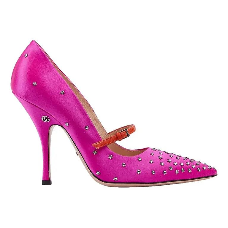 Gucci o1s1wg110125 Jodie 105 Pumps Satin in Fuchsia Size US 7 / IT 37 - 1 Thumbnail