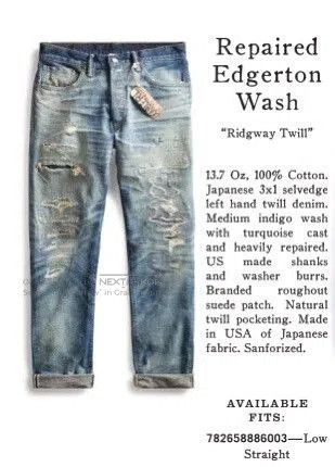 RRL Ralph Lauren 2018 Low Straight Selvedge Jean by RRL. Size US 34 / EU 50 - 4 Thumbnail